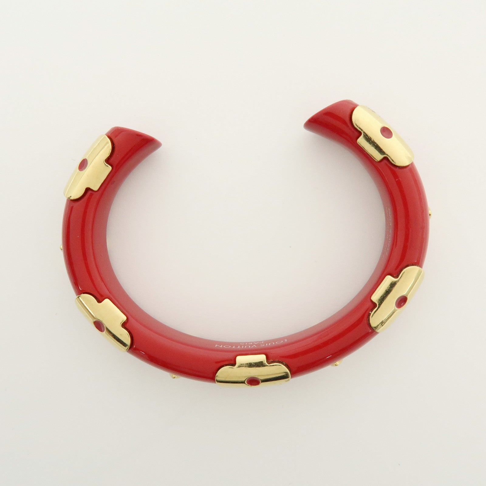 Louis Vuitton Monogram Ceramic Metal Bracelet Bangle Red Gold