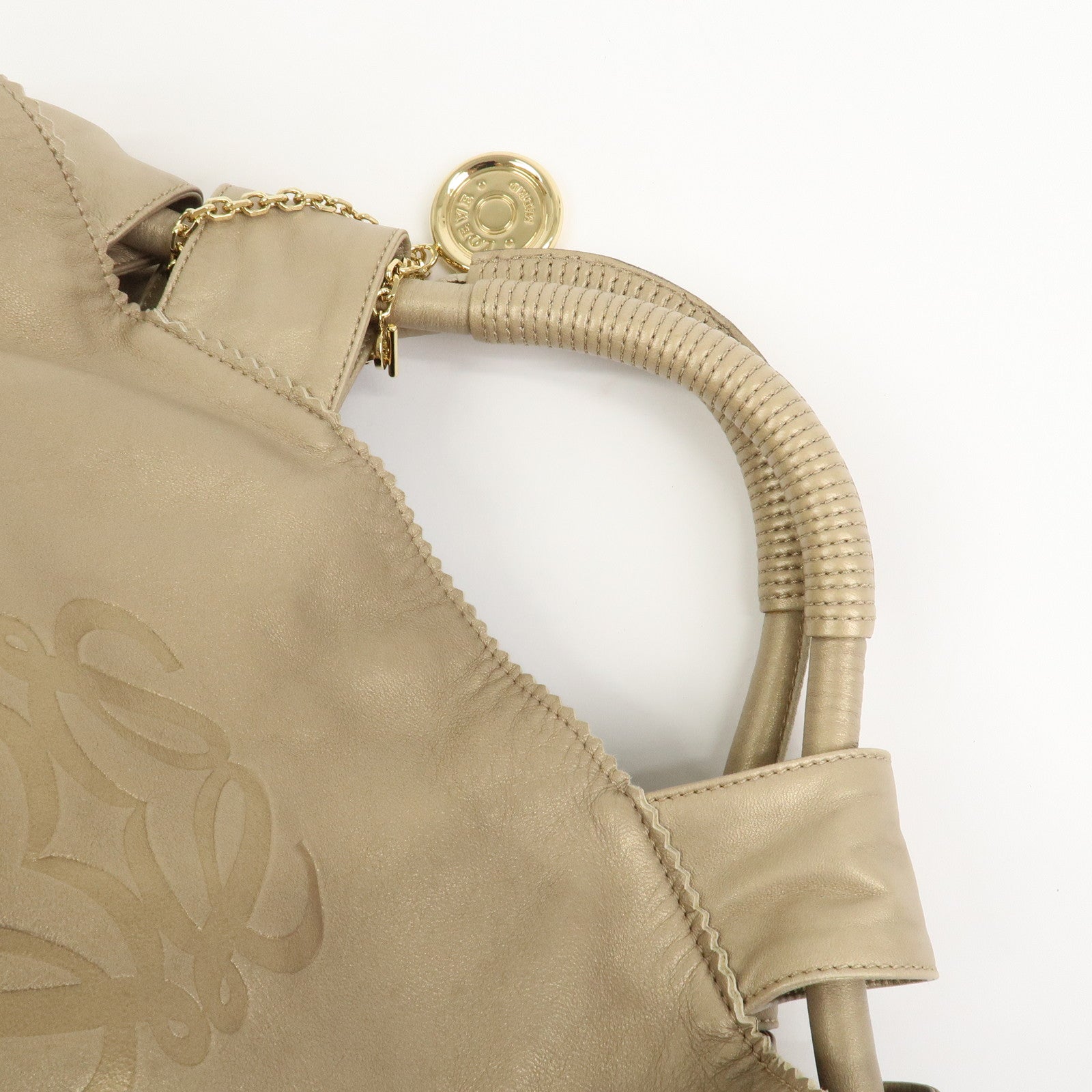 LOEWE Anagram Nappa Aire Leather Hand Bag Tote Bag Gold