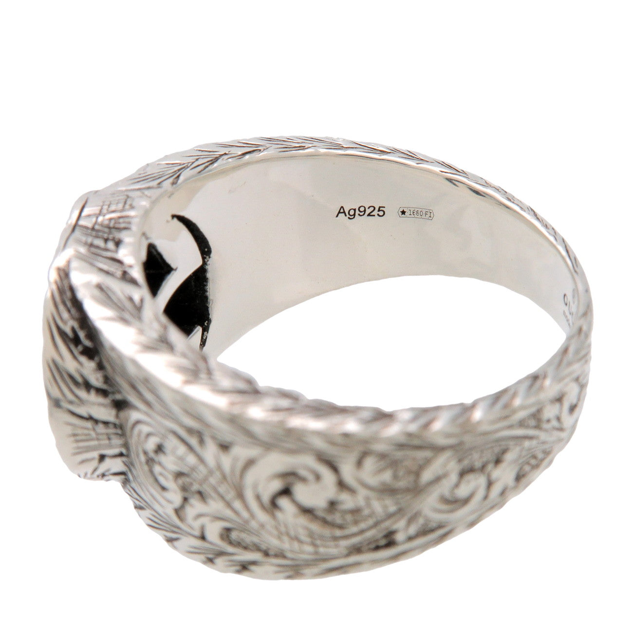 GUCCI Interlocking G Arabesque Ring SV925 Silver #23 US10.5 EU63