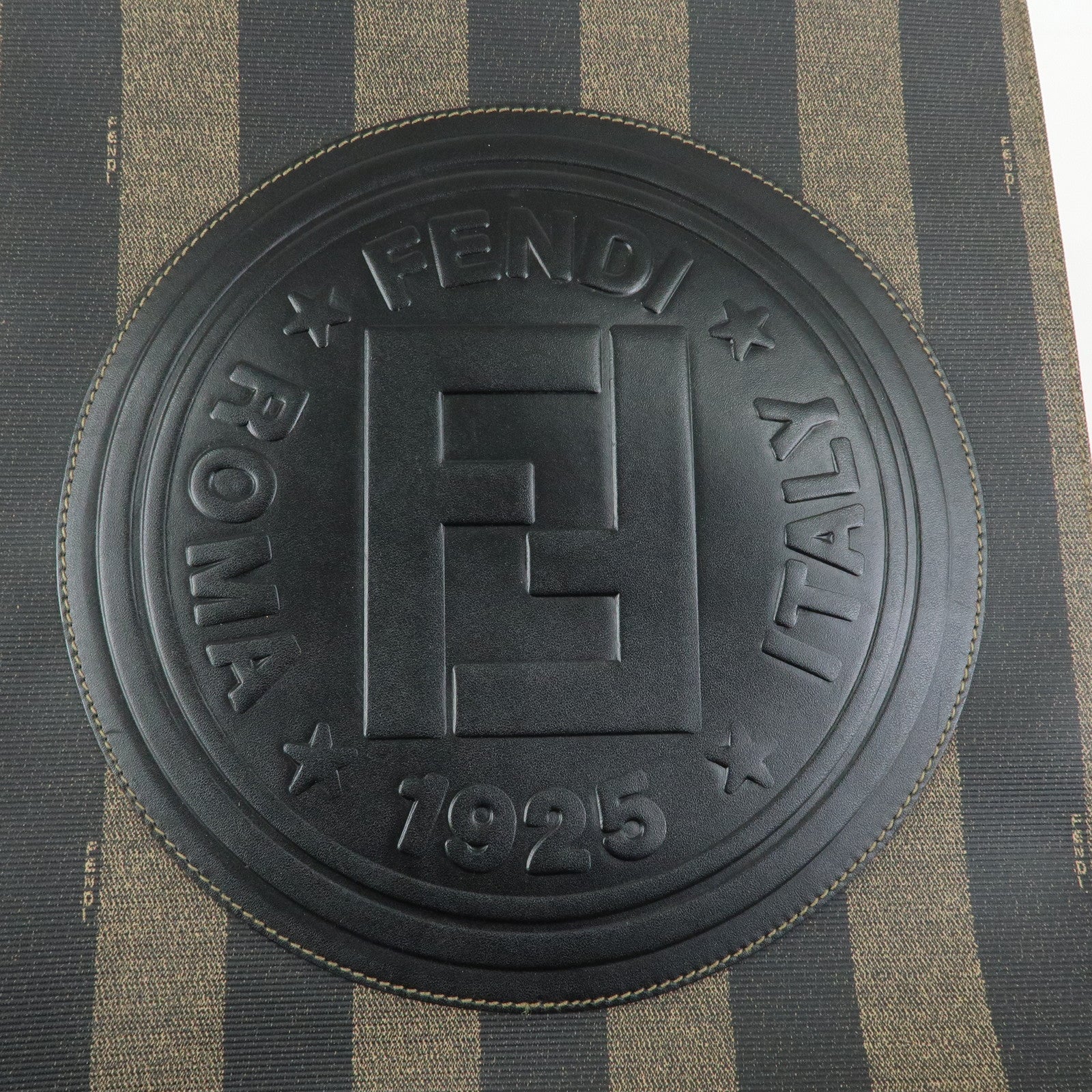 FENDI Pequin PVC Leather Tote Bag Shoulder Bag Black Brown 259980