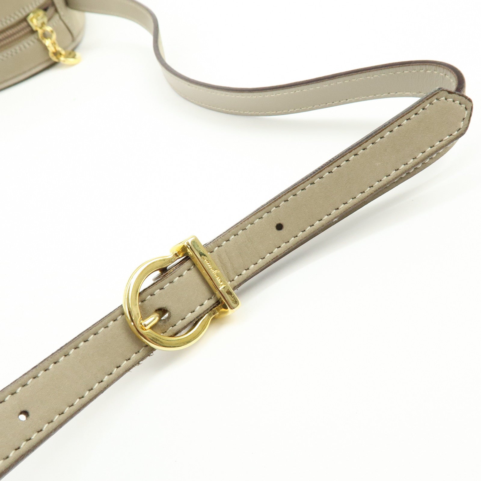 Ferragamo Vara Leather Shoulder Bag Crossbody Bag Greige