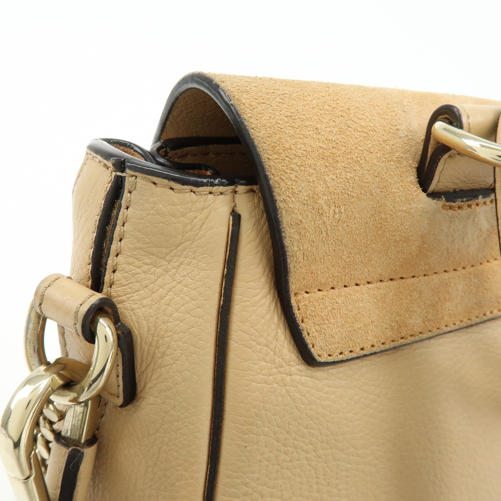 Chloe Faye Suede Leather 2Way Bag Backpack Hand Bag Beige