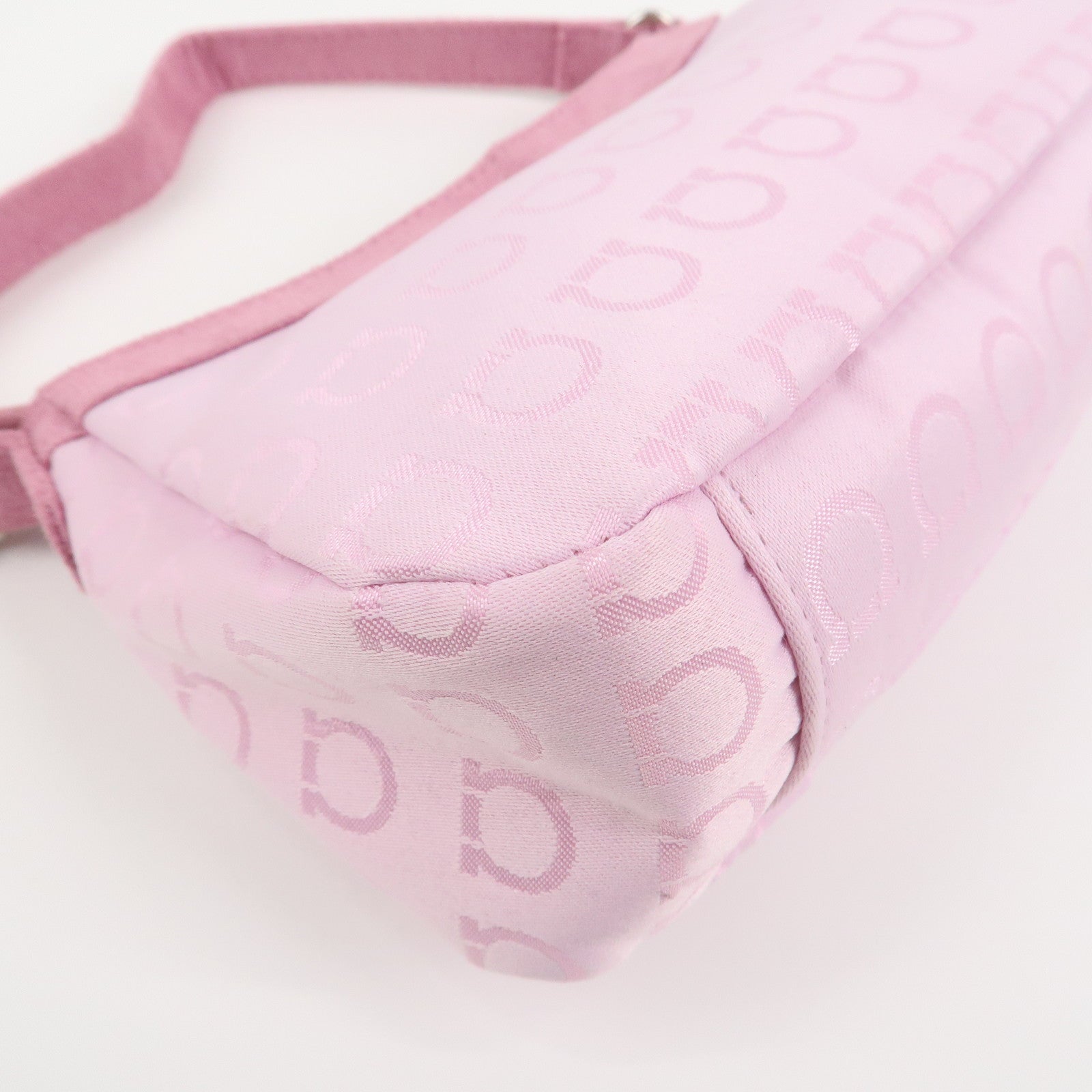 Ferragamo Gancini Nylon Suede Hand Bag Pouch Pink