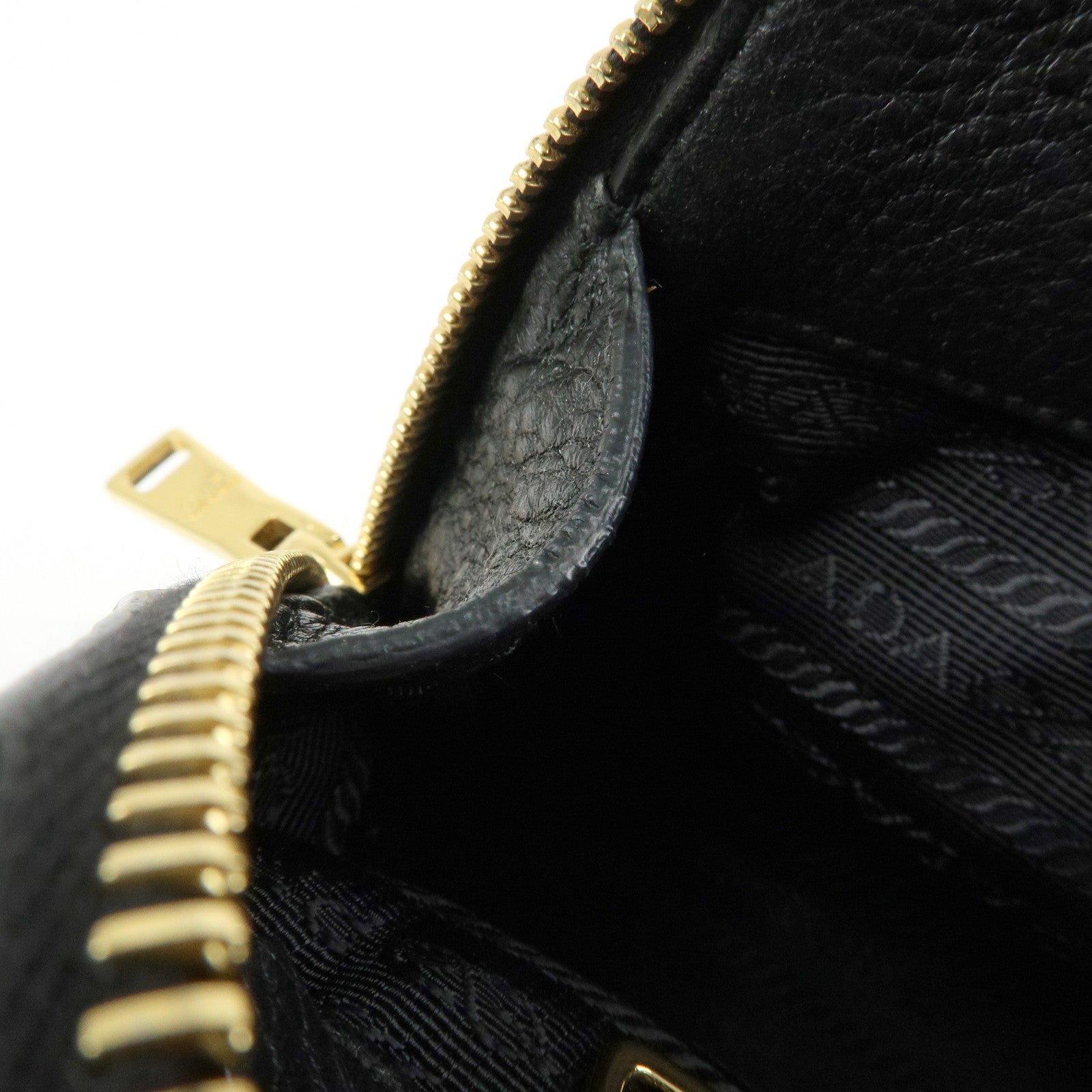 PRADA Logo Leather Cosmetic Pouch Clutch Black 1ND005