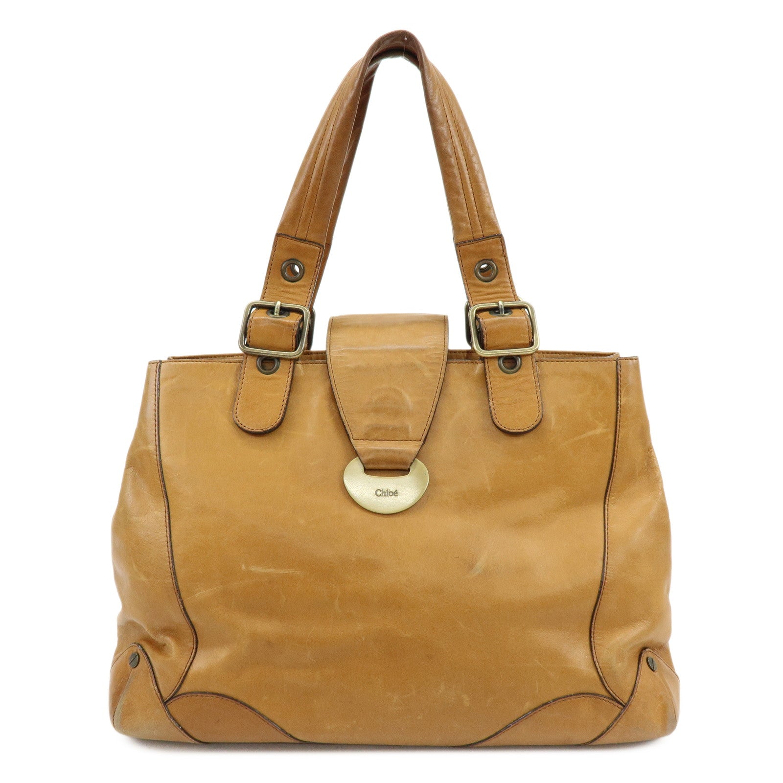 Chloe Maroquinerie Leather Tote Bag Shoulder Bag Hand Bag Brown