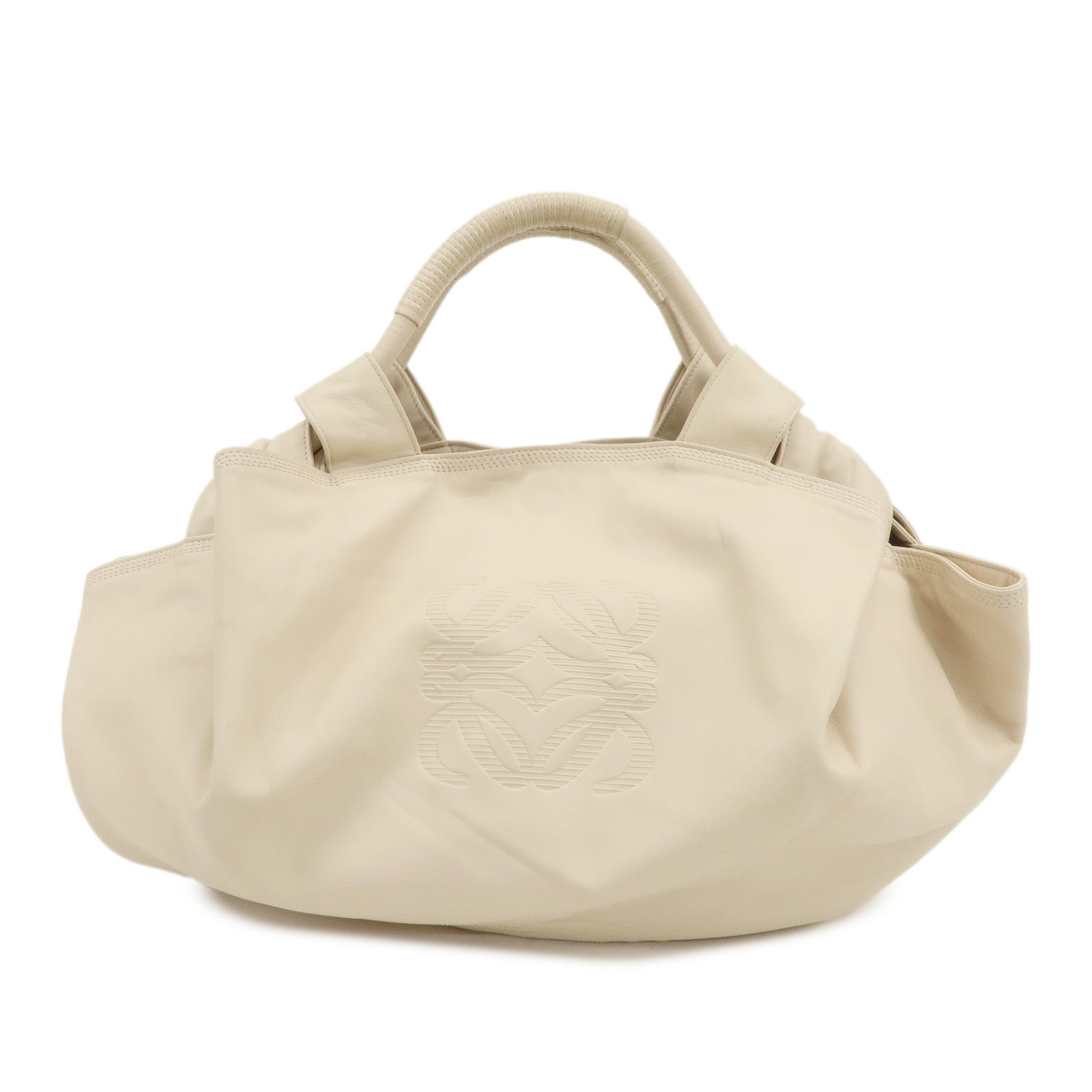 LOEWE Anagram Logo Nappa Leather Hand Bag Shoulder Bag Ivory