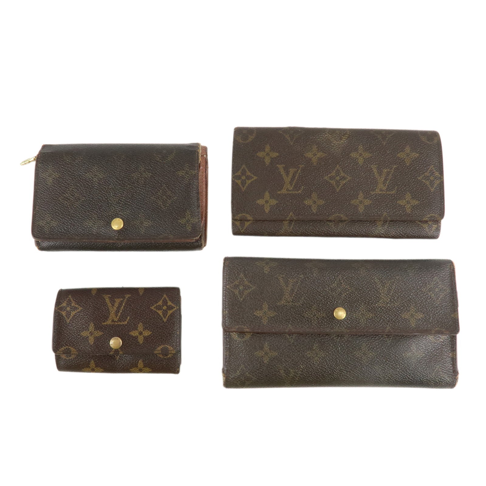 Louis Vuitton Set of 4 Monogram Wallet Key Case M61215 M61735 M62630 M61818 Used