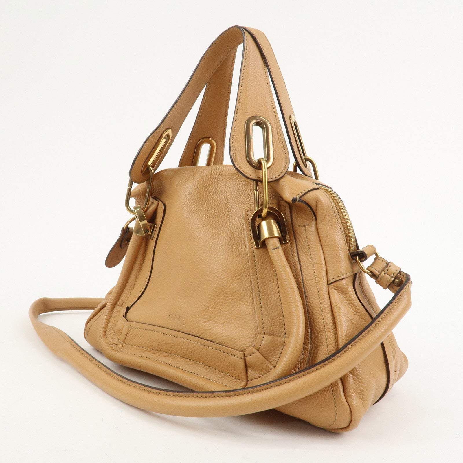 Chloe Paraty Leather 2Way Bag Shoulder Bag Hand Bag Brown