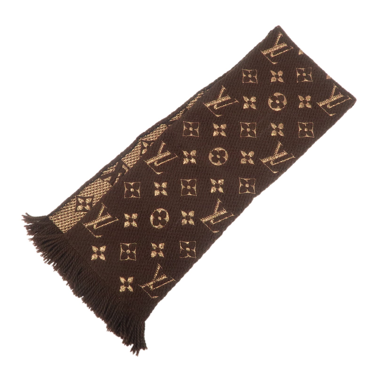 Louis Vuitton Echarpe Logomania Shine Wool Silk Scarf Brown M71383