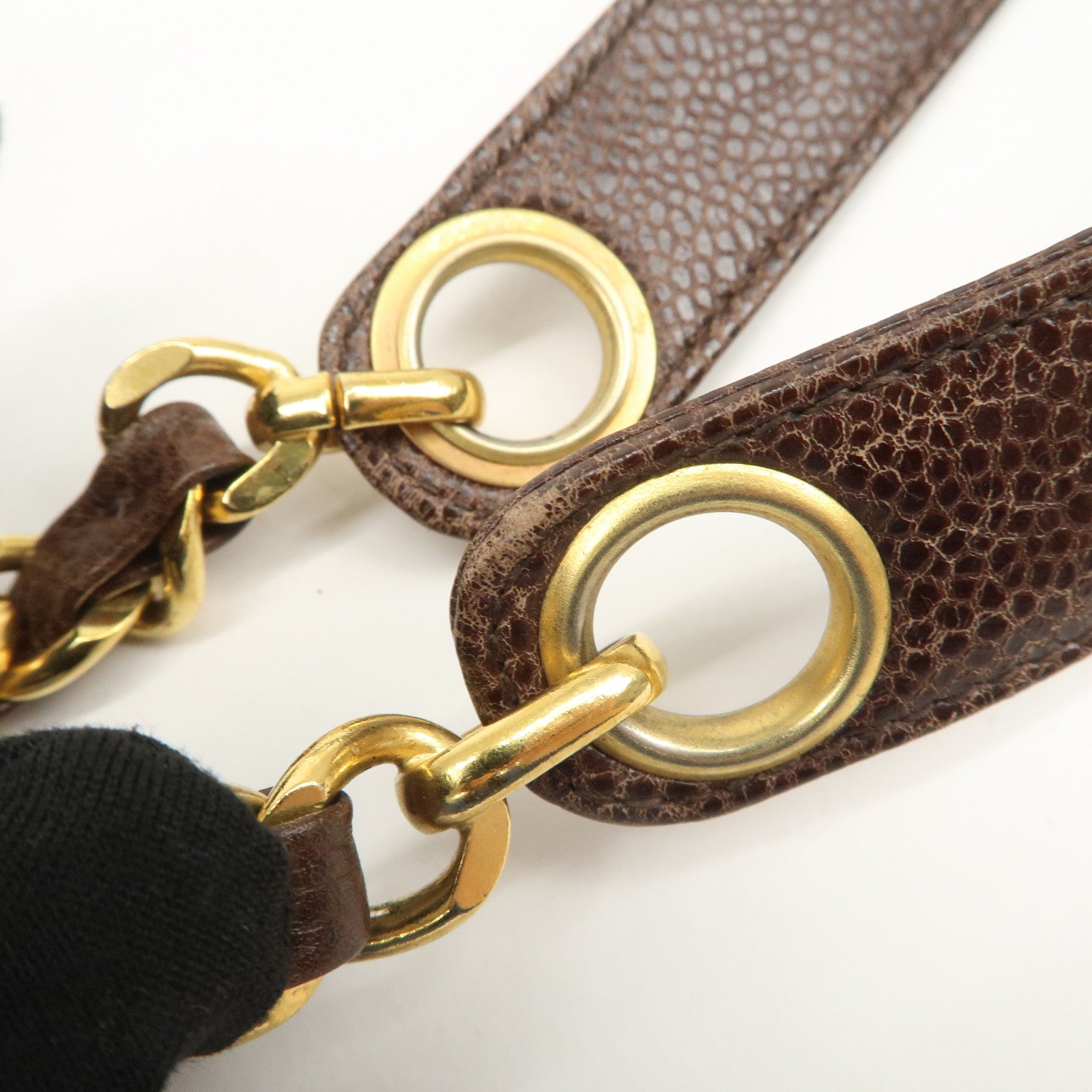 CHANEL COCO Mark Caviarskin Shoulder Bag Brown Gold