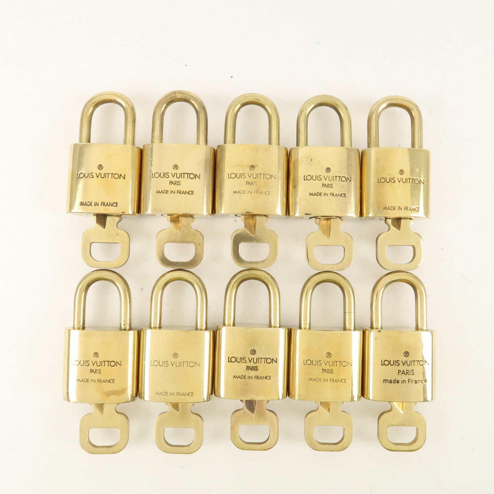 Louis Vuitton Set of 10 Lock & Key Cadena Key Lock Metal Gold Used