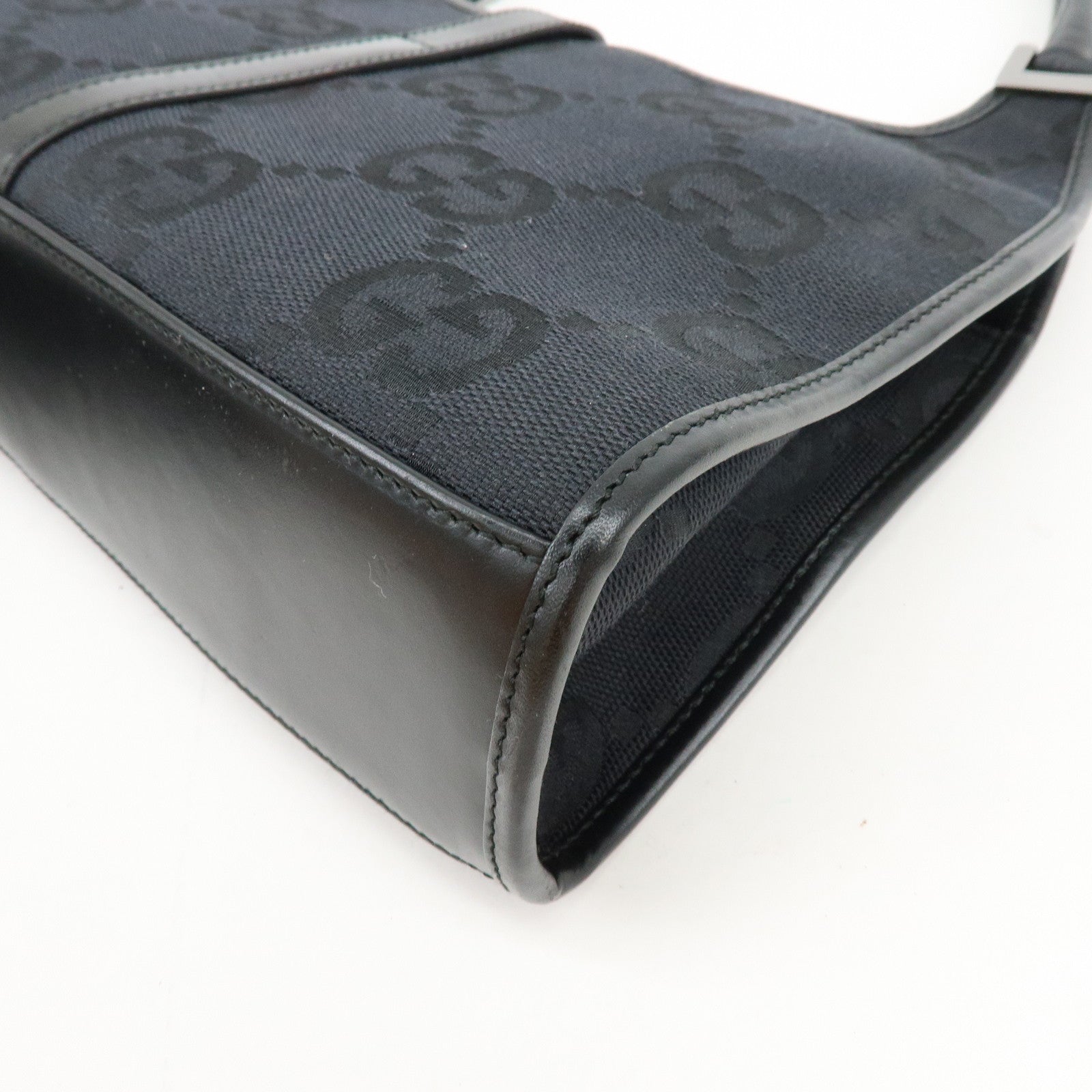 GUCCI Jackie GG Canvas Leather Shoulder Bag Hand Bag Black 002.1068