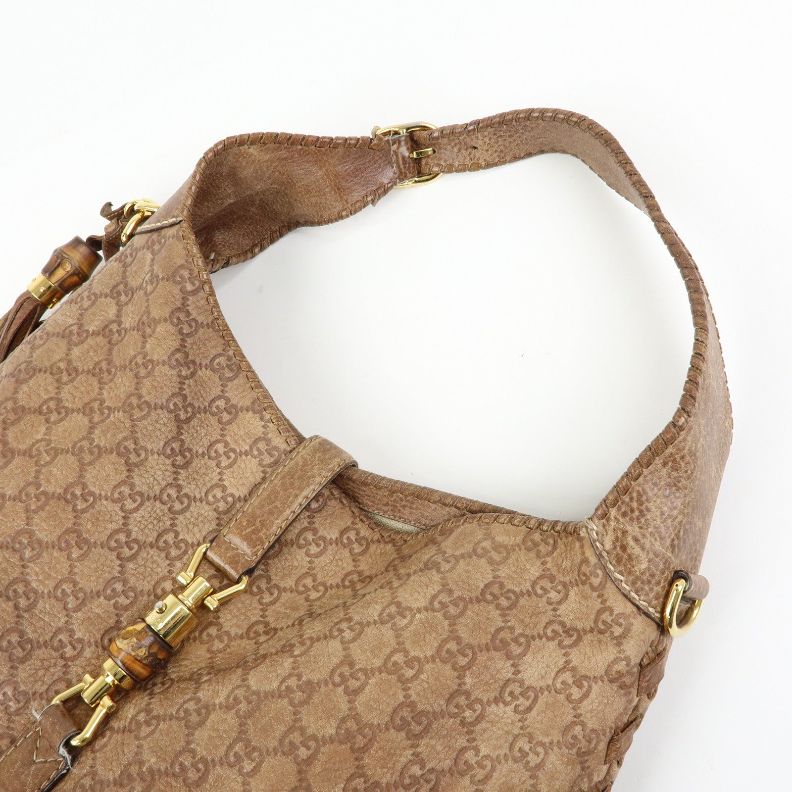 GUCCI Bamboo New Jackie Guccissima Leather Shoulder Bag 218491