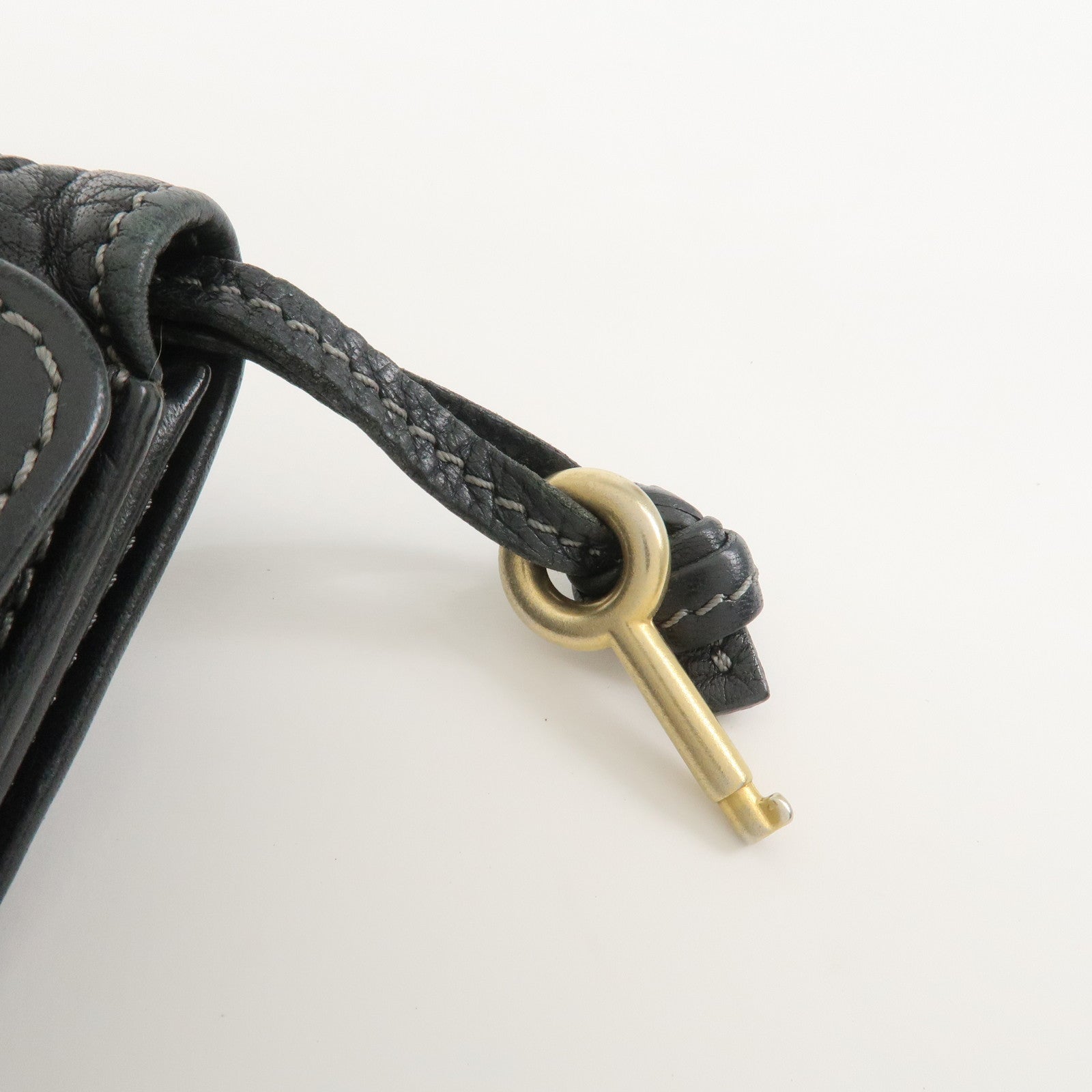 Chloe Padington Set of 2 Leather Long Wallet Key Case Gold Black