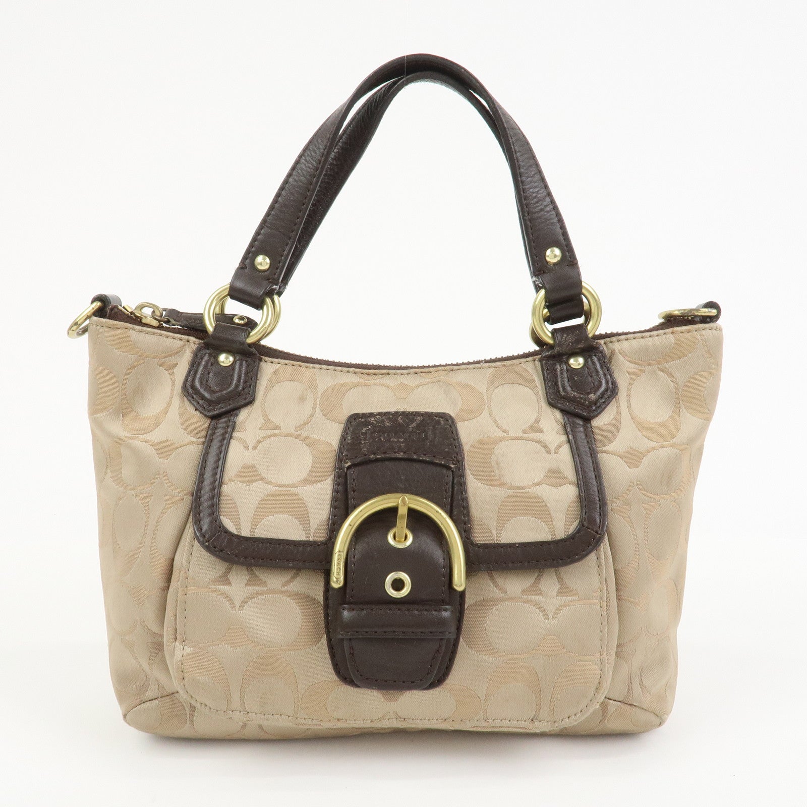 COACH Signature Set of 3 Silk Canvas Leather Hand Bag Pouch Pink