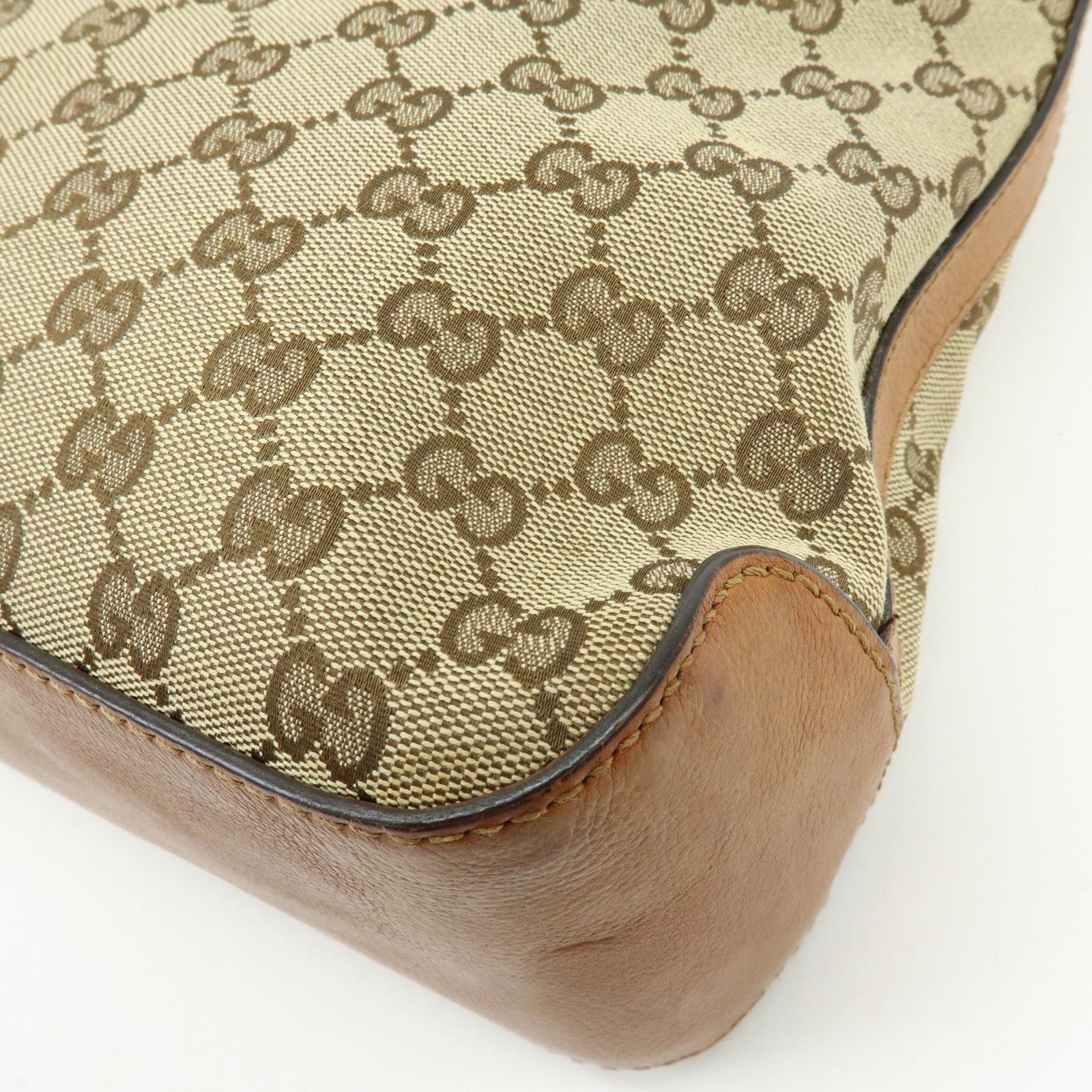 GUCCI Marrakech GG Canvas Leather Shoulder Bag Brown 257026