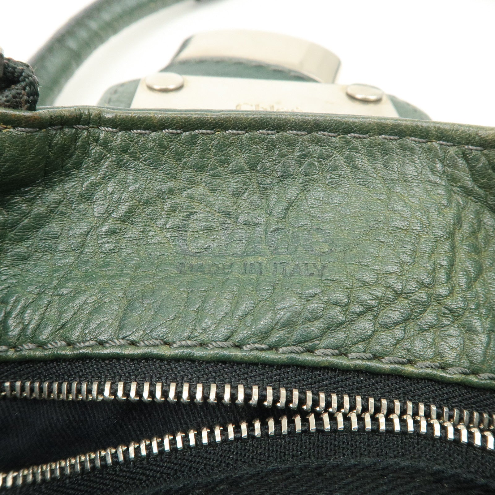 Chloe Padington Leather Hand Bag Shoulder Bag Green - Used