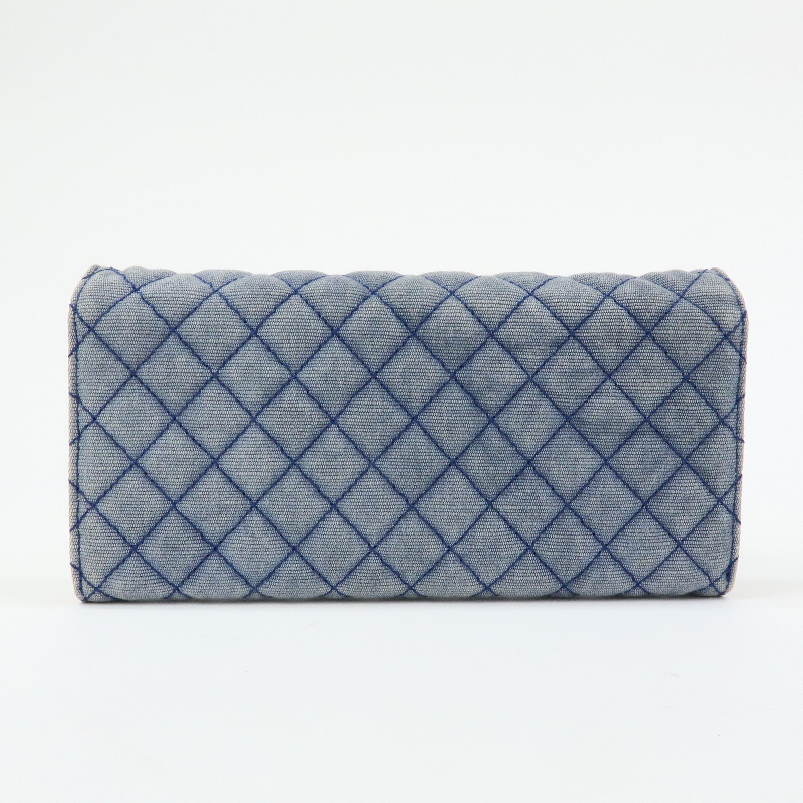 CHANEL Matelasse Denim Leather Chain Shoulder Bag Blue Light Brown
