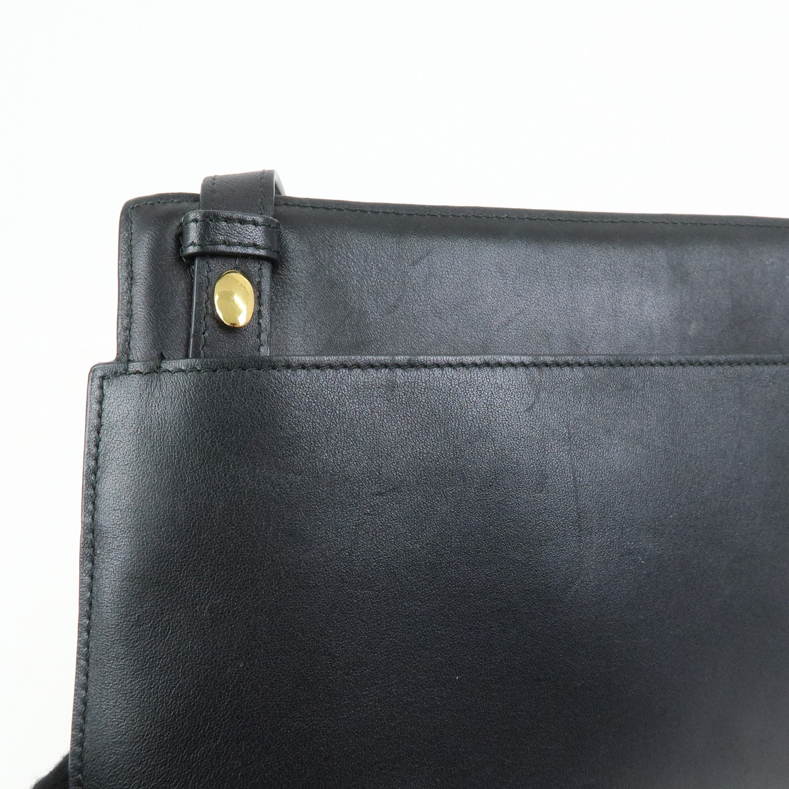 LOEWE Unborn Calf Leather Shoulder Bag Leopard Brown Black
