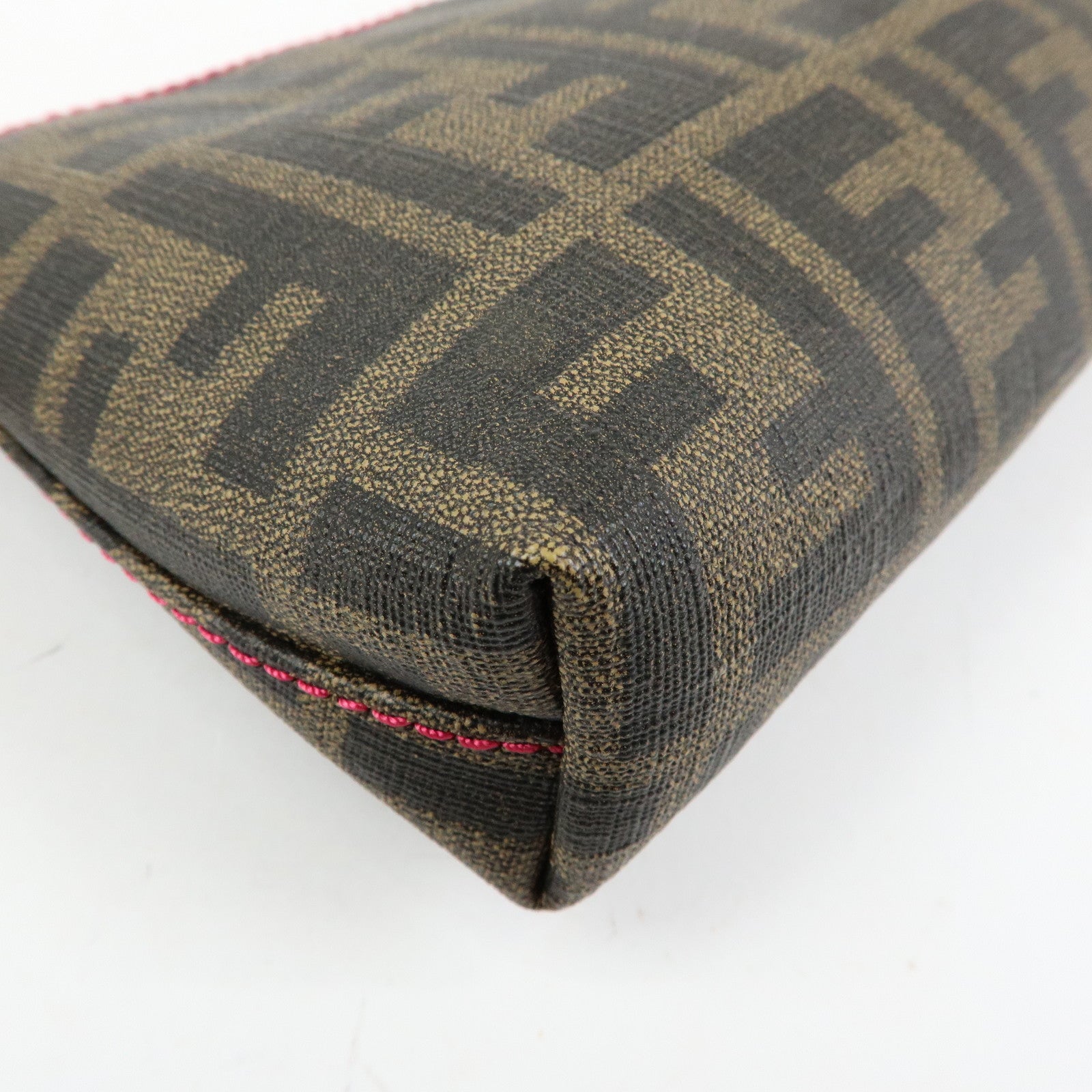 FENDI Zucca Print PVC Canvas Chain Accessory Pouch Brown 8BR592