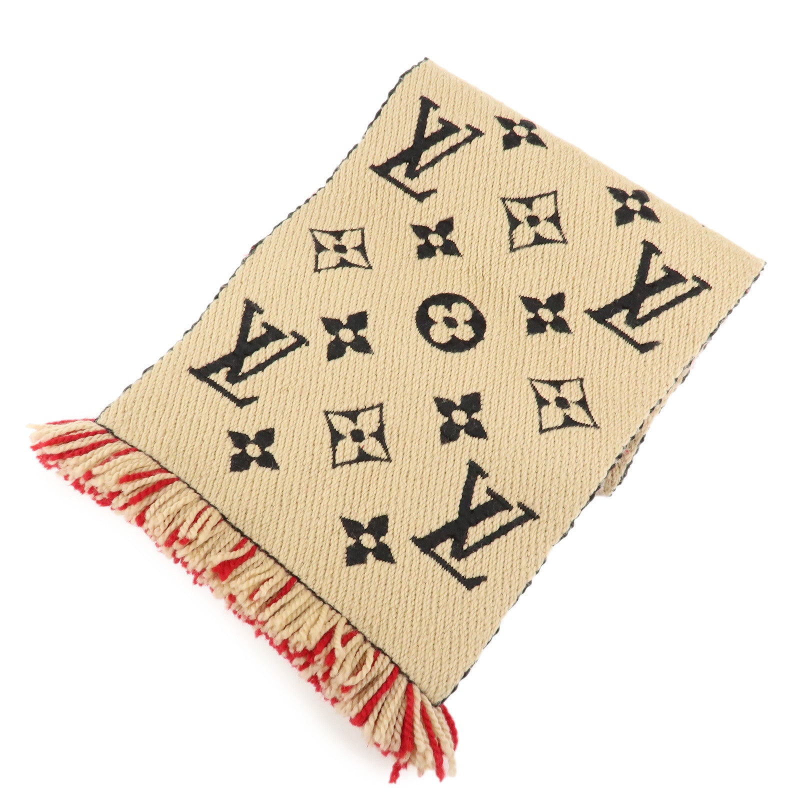 Louis Vuitton Monogram Echarpe Logomania Scarf Beige Red M73886