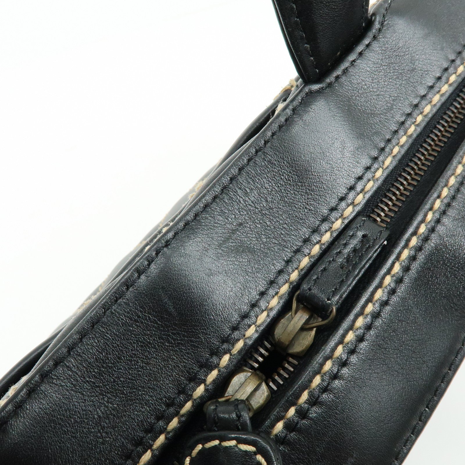 CHANEL Wild Stitch COCO Mark Calf Leather Hand Bag Tote Bag Black