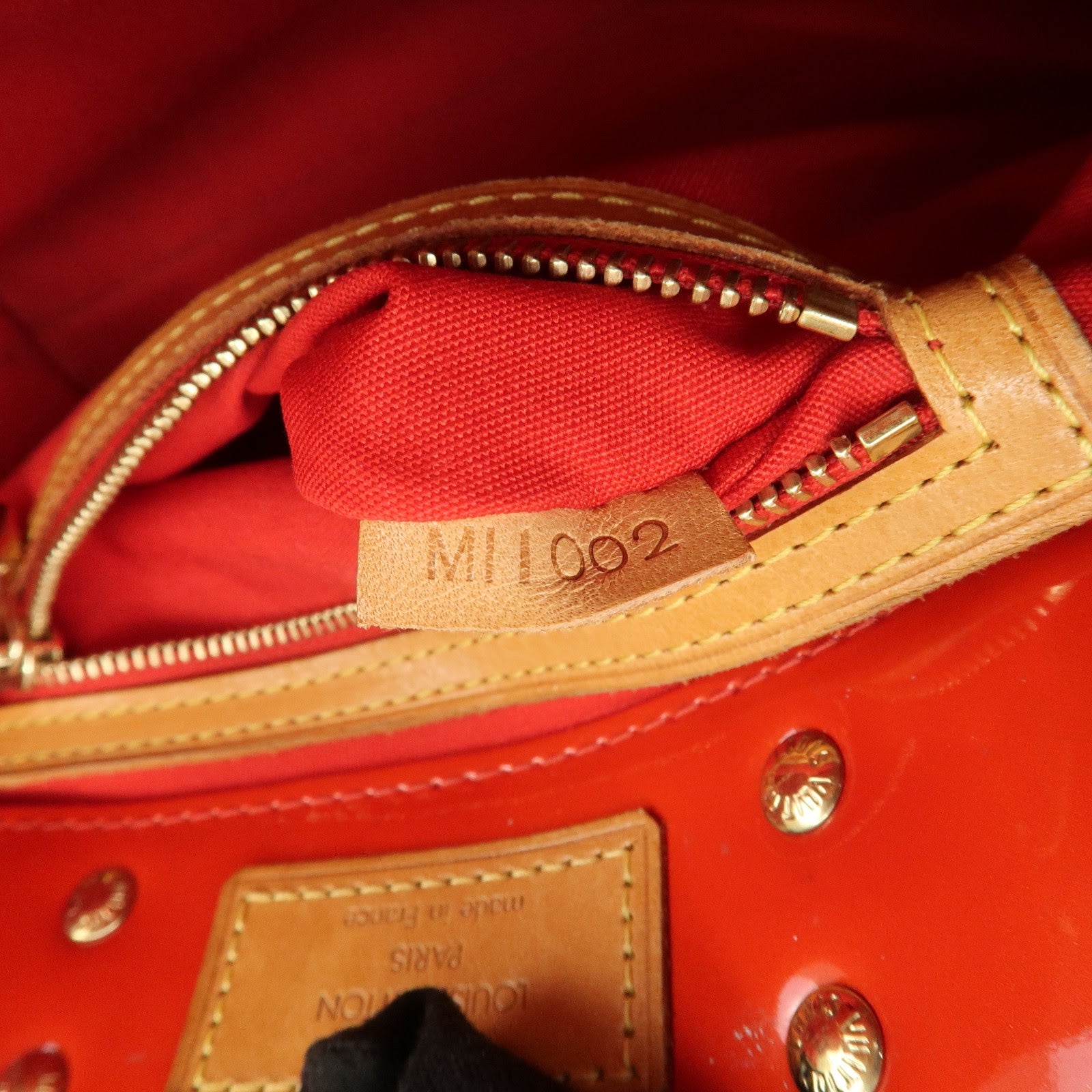 Louis Vuitton Monogram Vernis Lead PM Hand Bag Rouge M91088