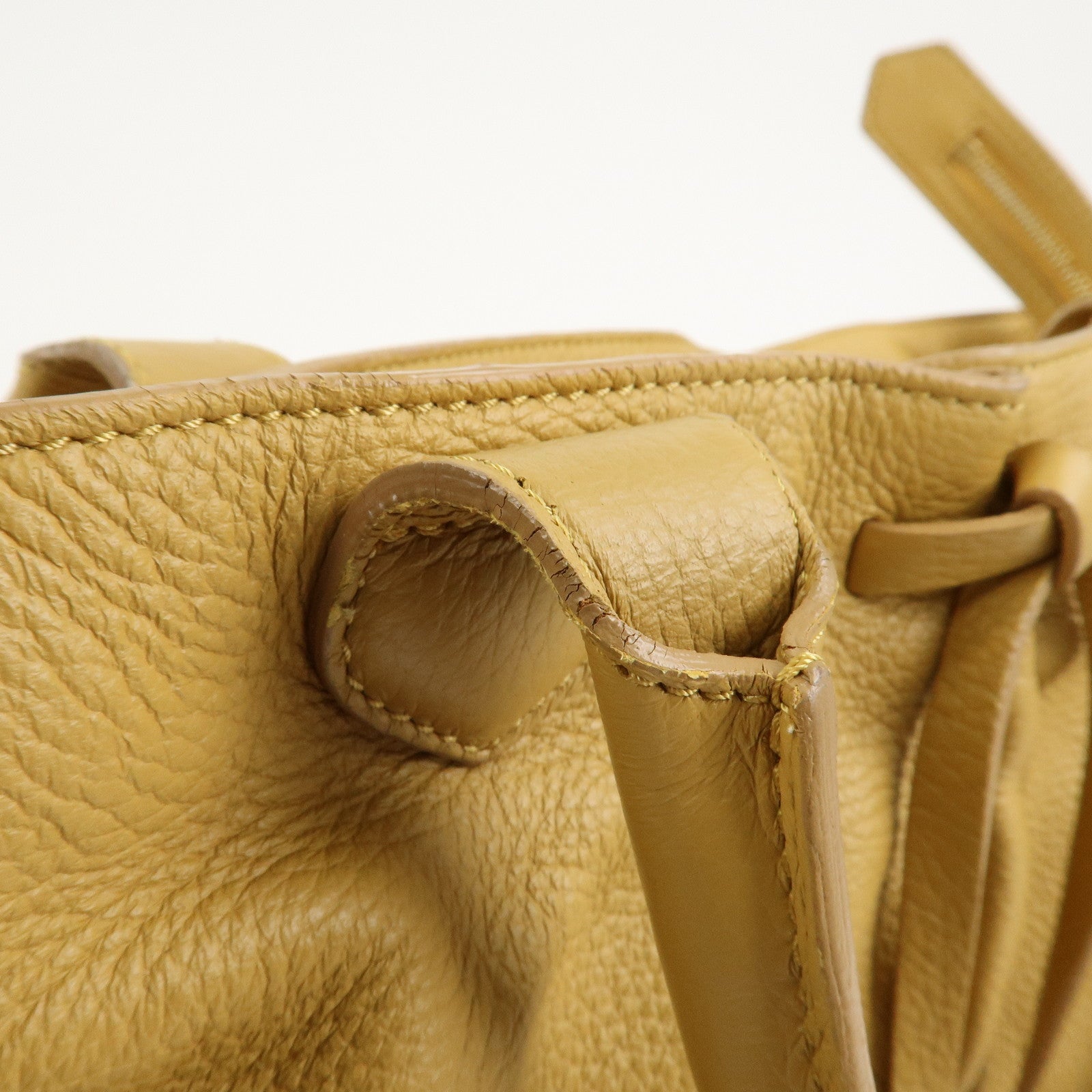 BURBERRY Logo Leather 2Way Bag Shoulder Hand Bag Mustard