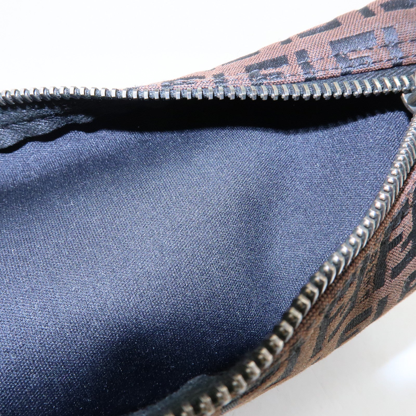 FENDI Zucchino Canvas Leather Pouch Brown 7N0014