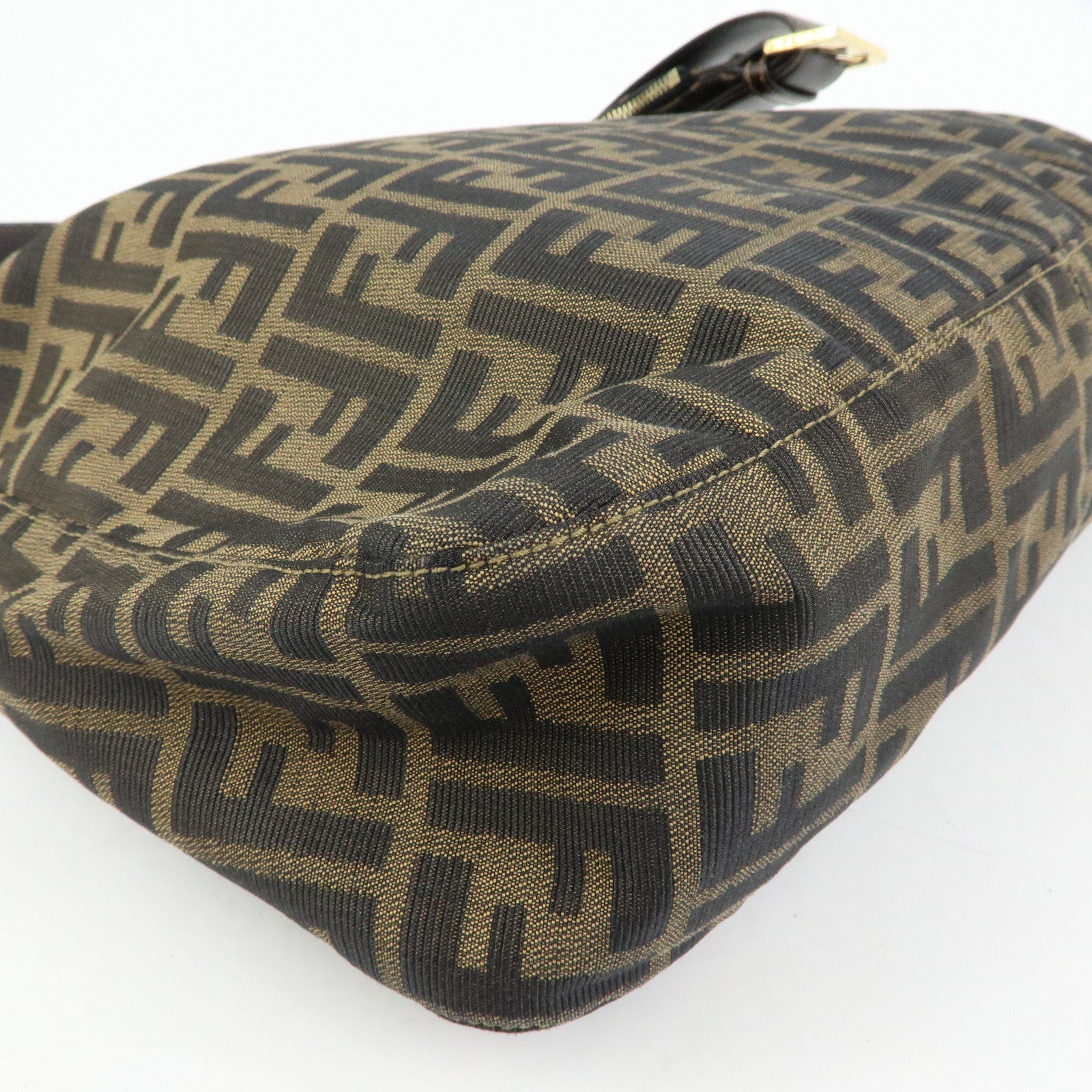 FENDI Zucca Canvas Leather Shoulder Bag Hand Bag Brown