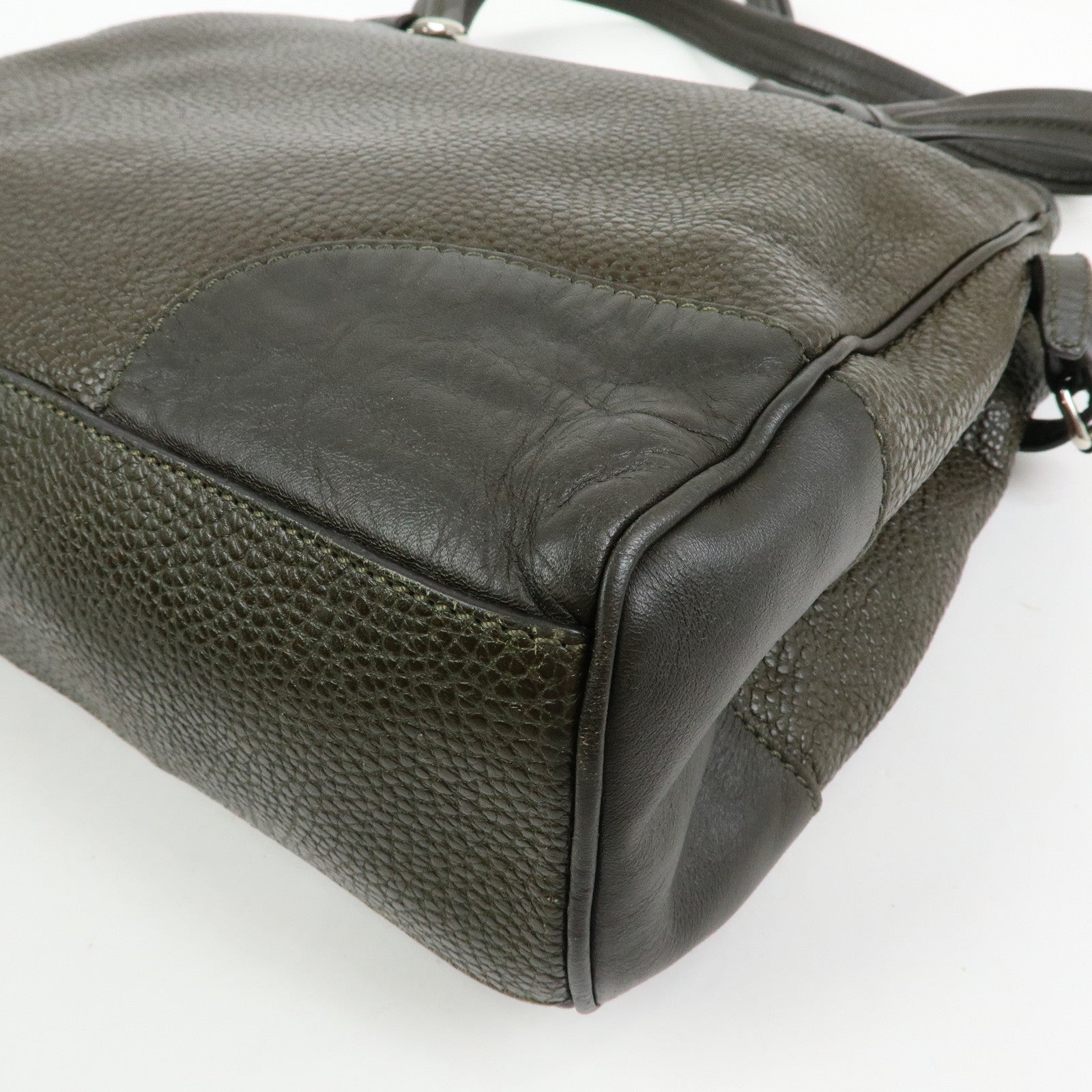 CELINE Logo Leather Tote Bag Shoulder Bag Brown