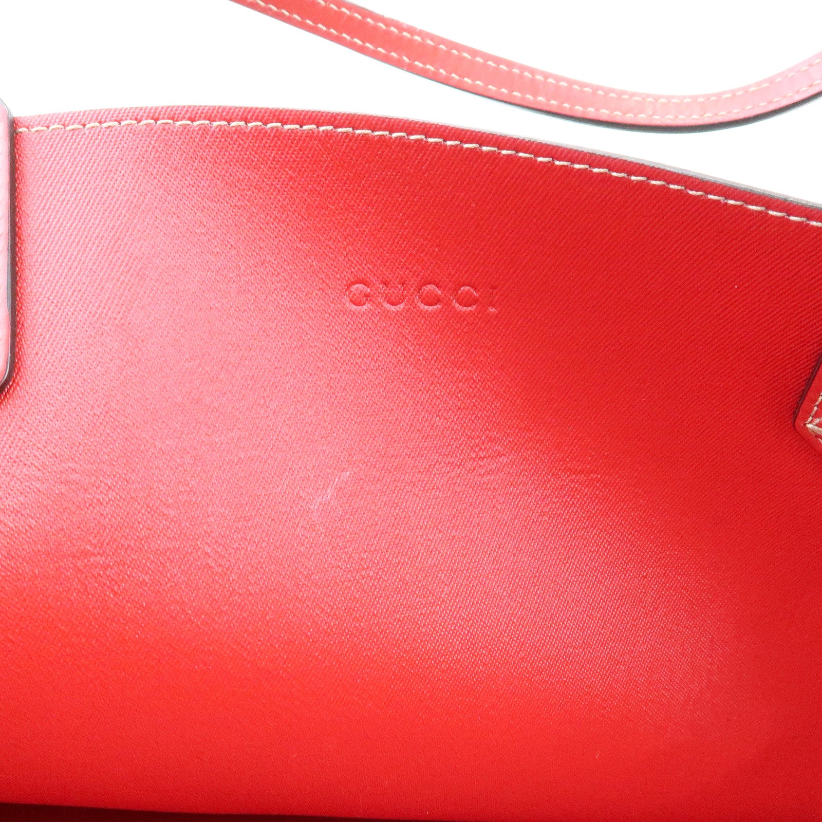 GUCCI Reversible GG Supreme Leather Tote Bag Beige Red 368568