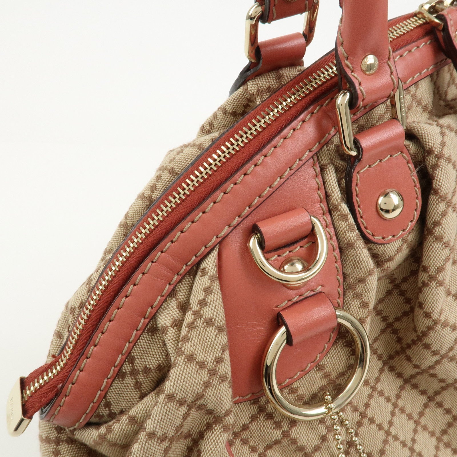 GUCCI Diamante Interlocking G Canvas Leather 2WAY Hand Bag 223974