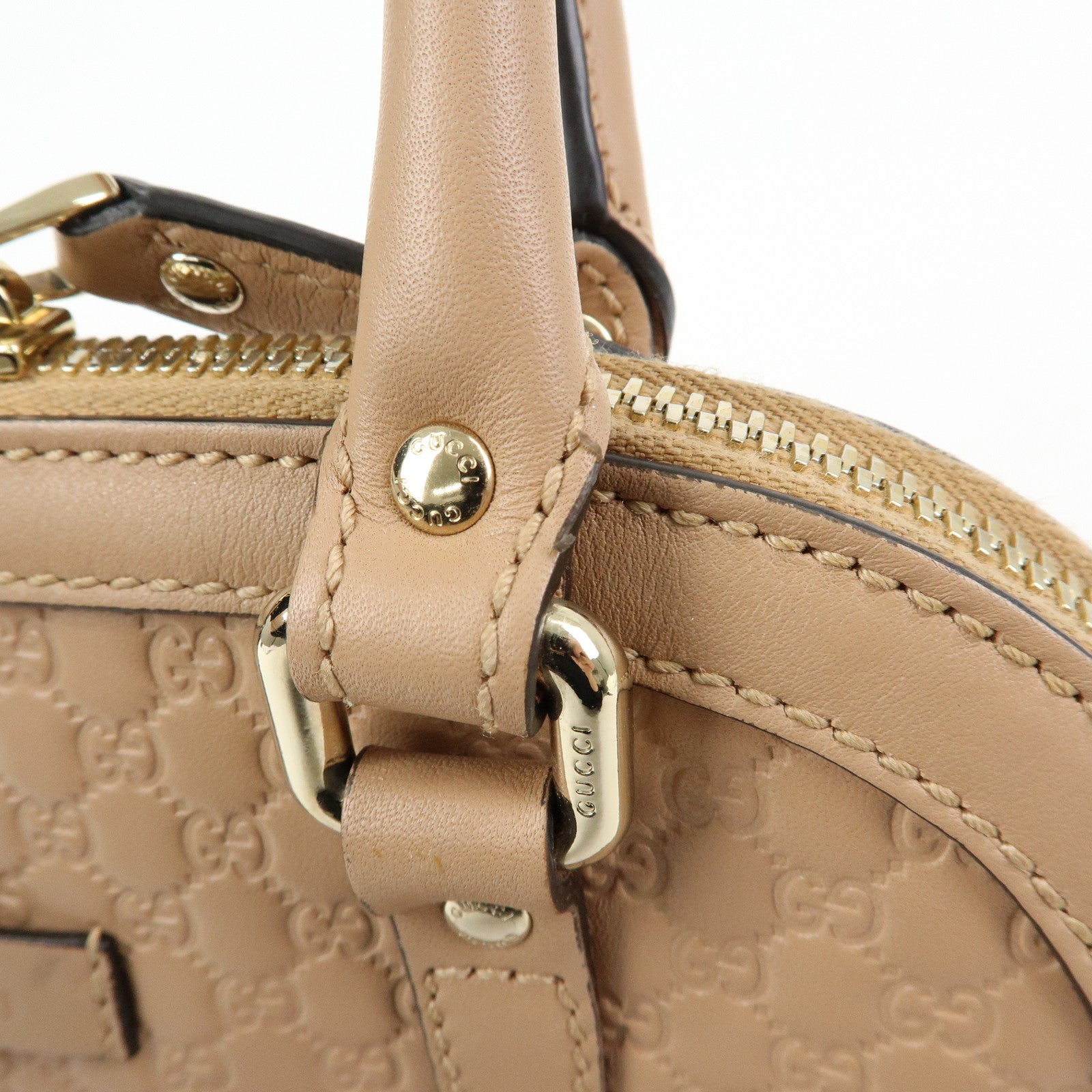 GUCCI Microguccissima Leather 2Way Bag Hand Bag Beige 449654