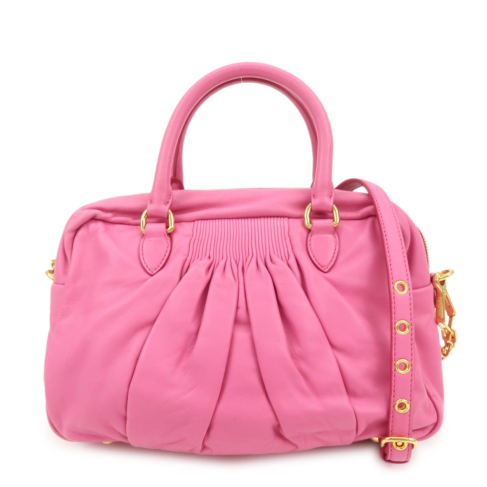 MIU MIU Logo Leather 2Way Bag Hand Bag Shoulder Bag Pink RL0048