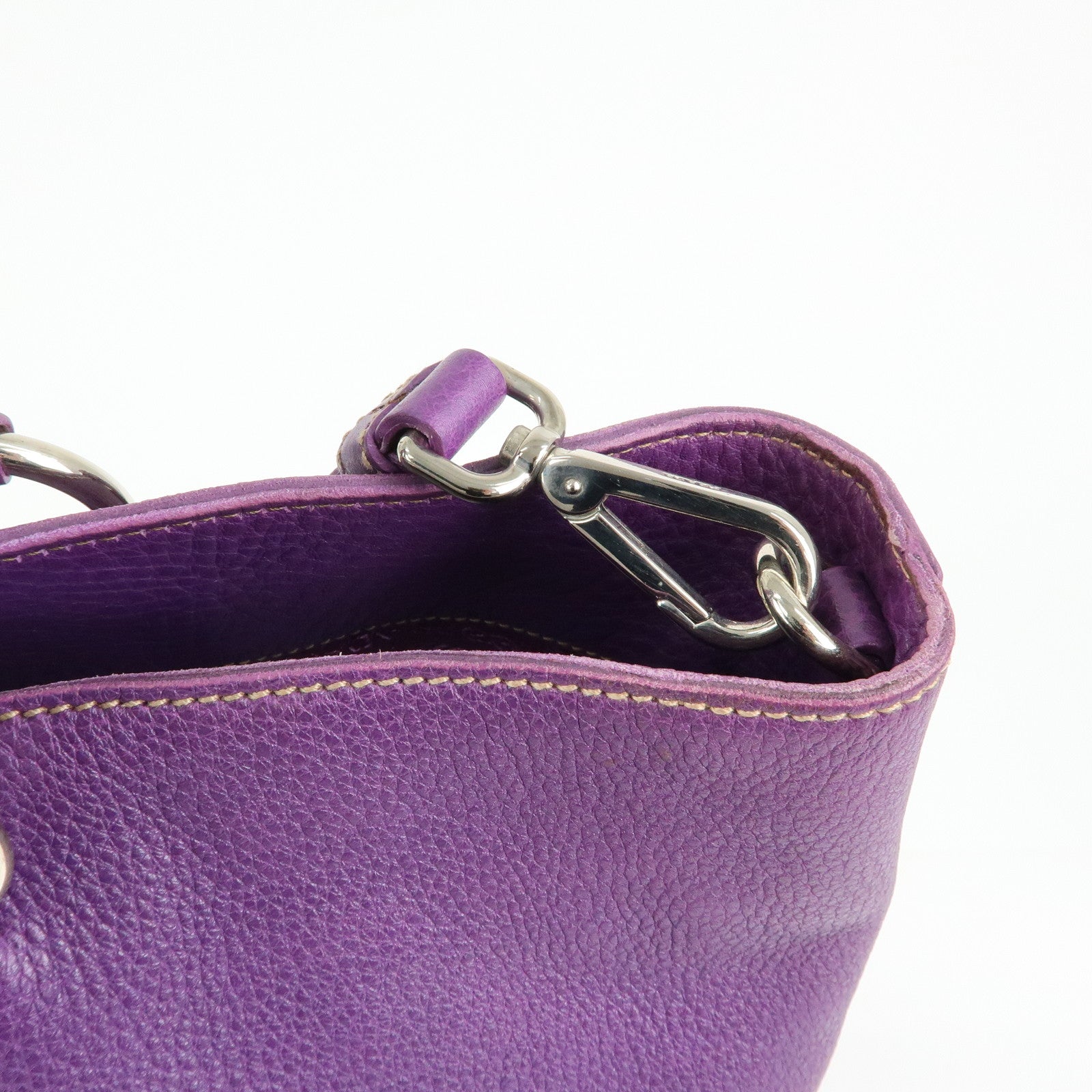 PRADA  Leather 2Way Bag Tote Bag Shoulder Bag Hand Bag Purple