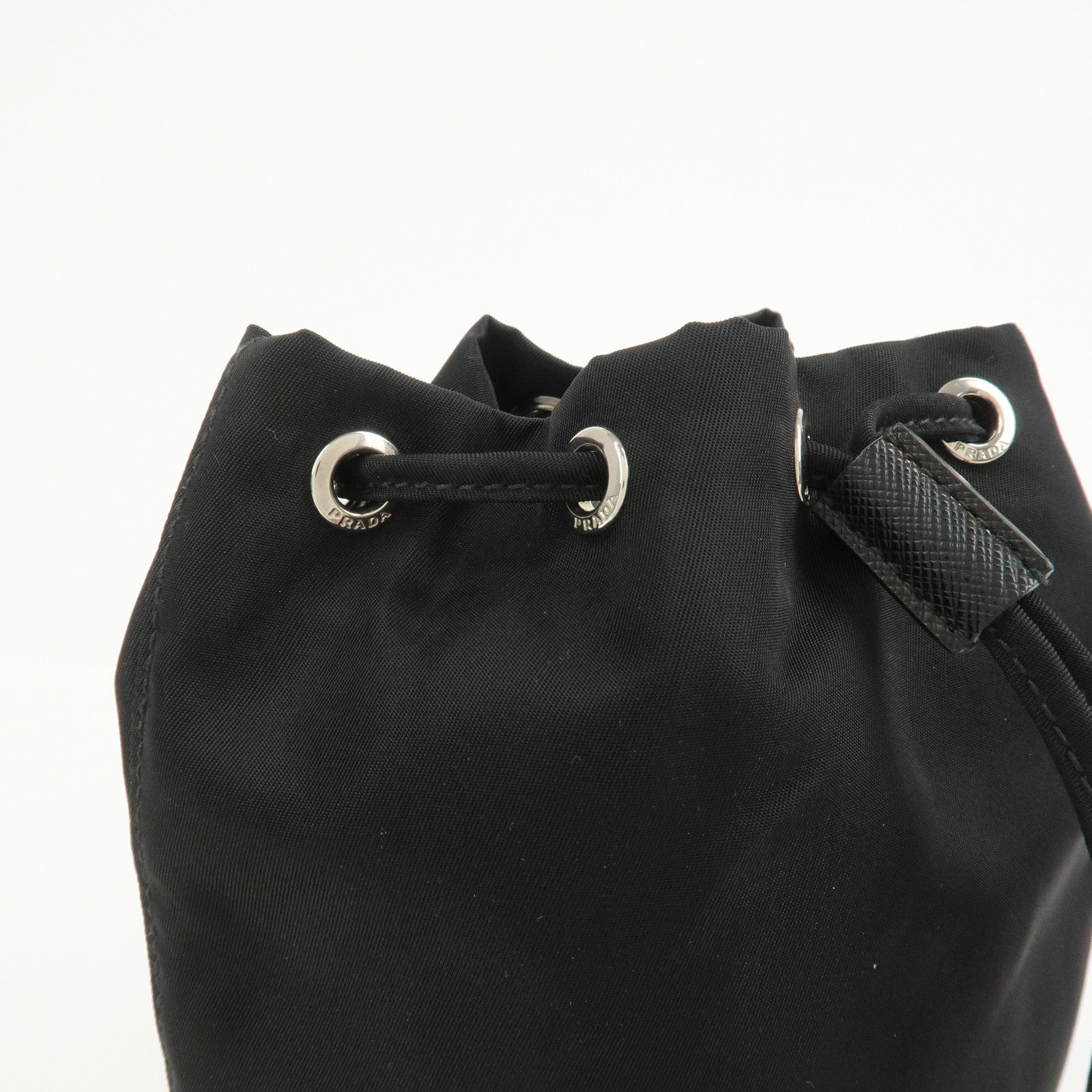 PRADA Nylon Saffiano Leather Cosmetic Makeup Pouch Black 1NA369