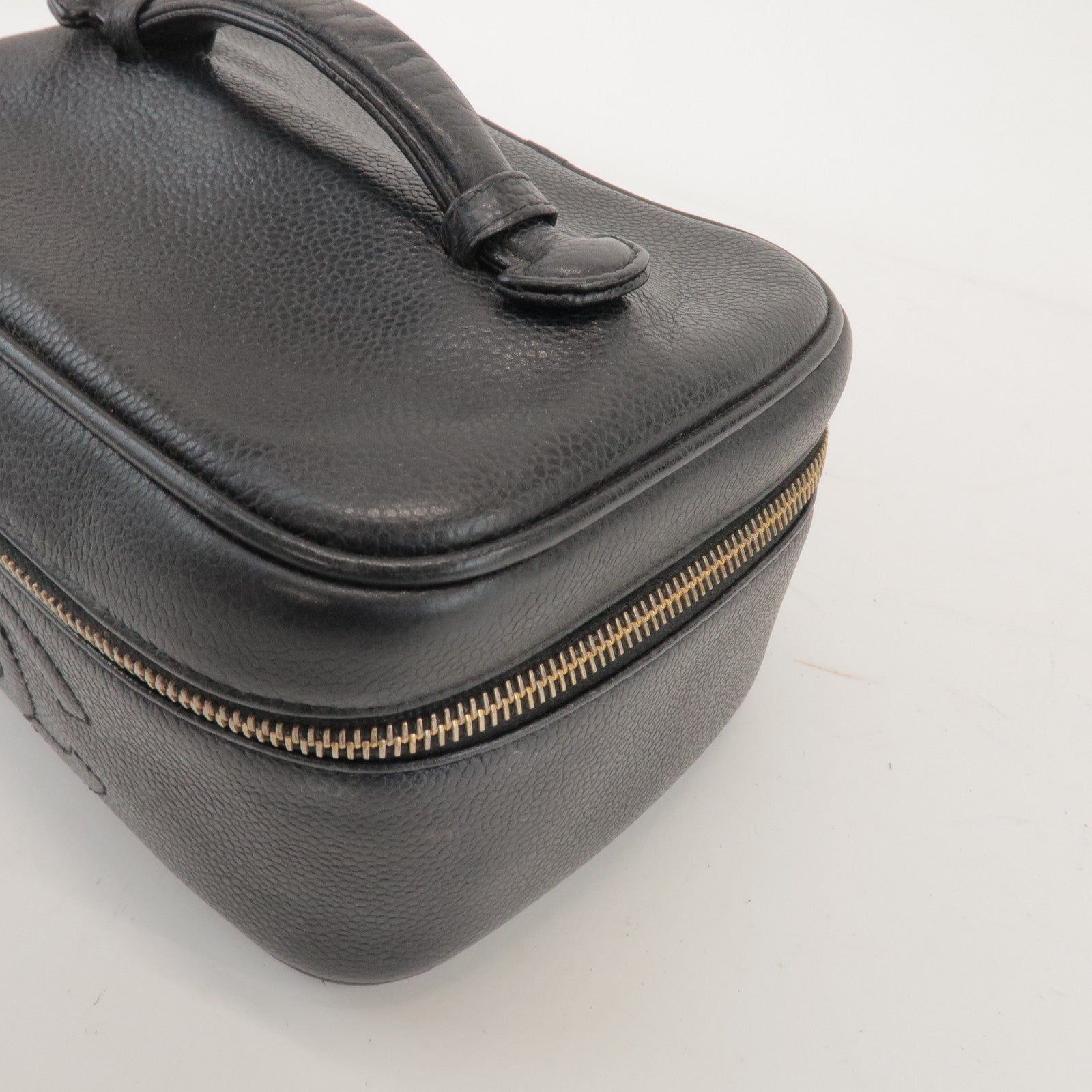 CHANEL COCO Mark Caviar Leather Vanity Bag Hand Bag Black A01997