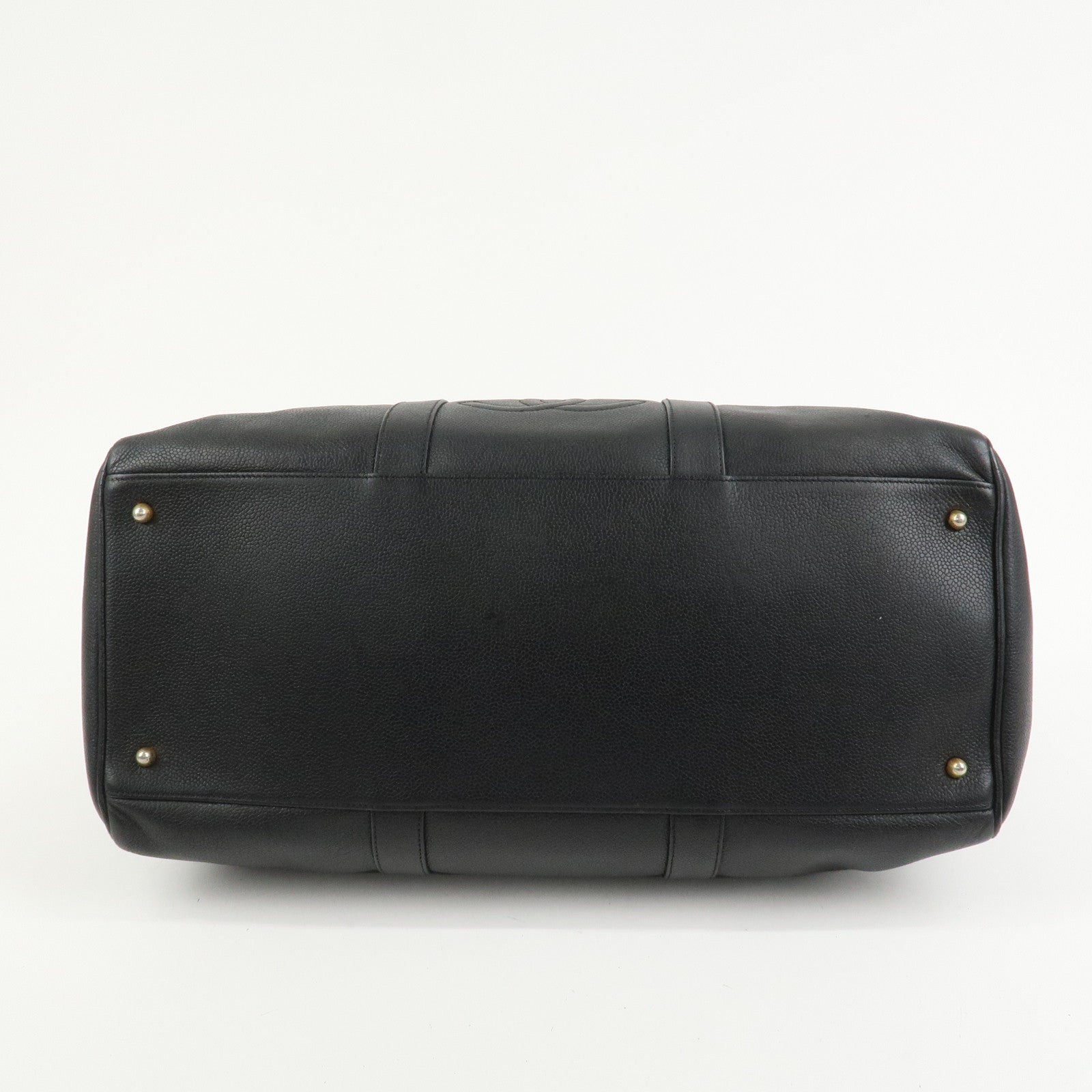 CHANEL COCO Mark Caviar skin Boston Bag Black Gold