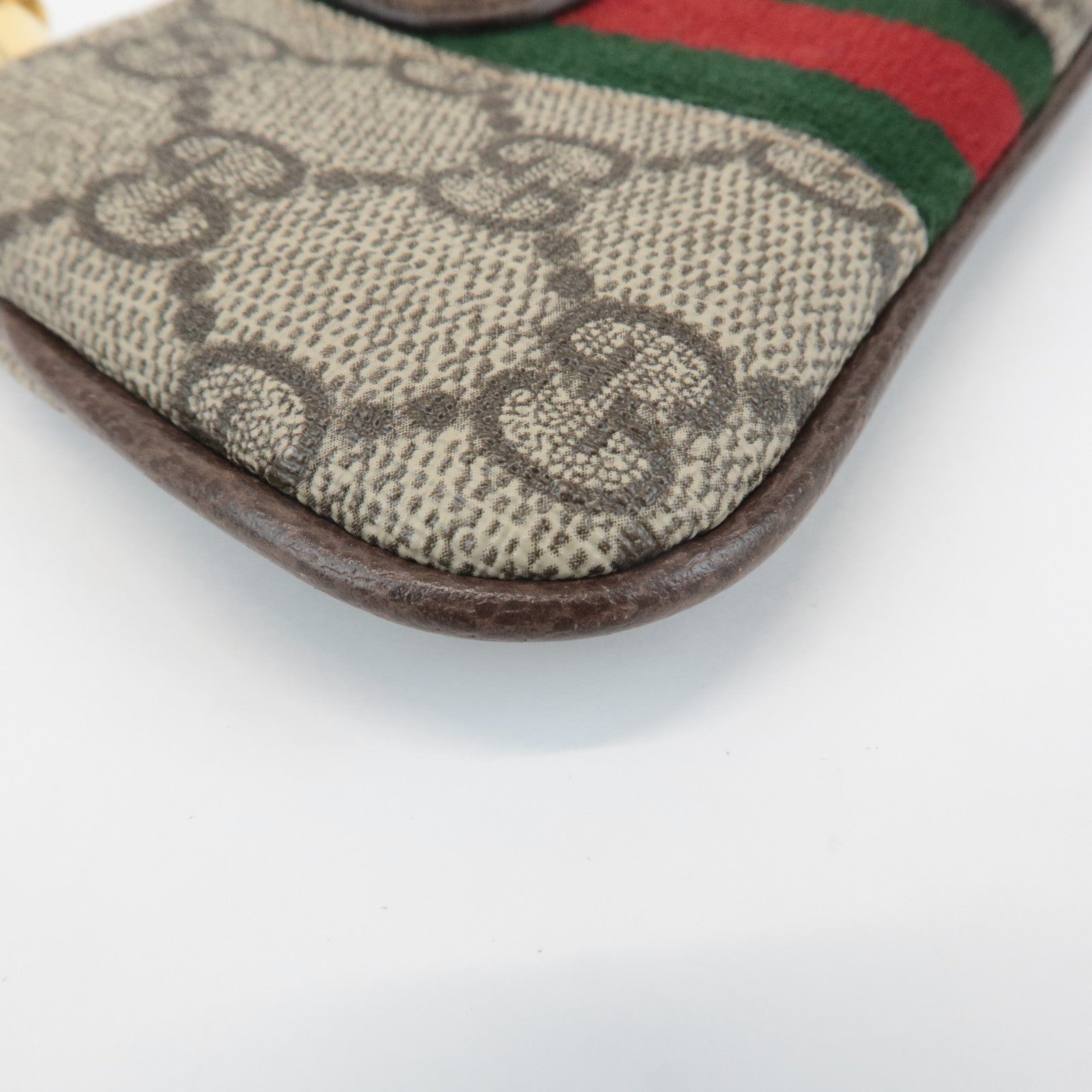 GUCCI Ophidia Sherry GG Supreme Leather Coin Case Key Pouch 671722 Used