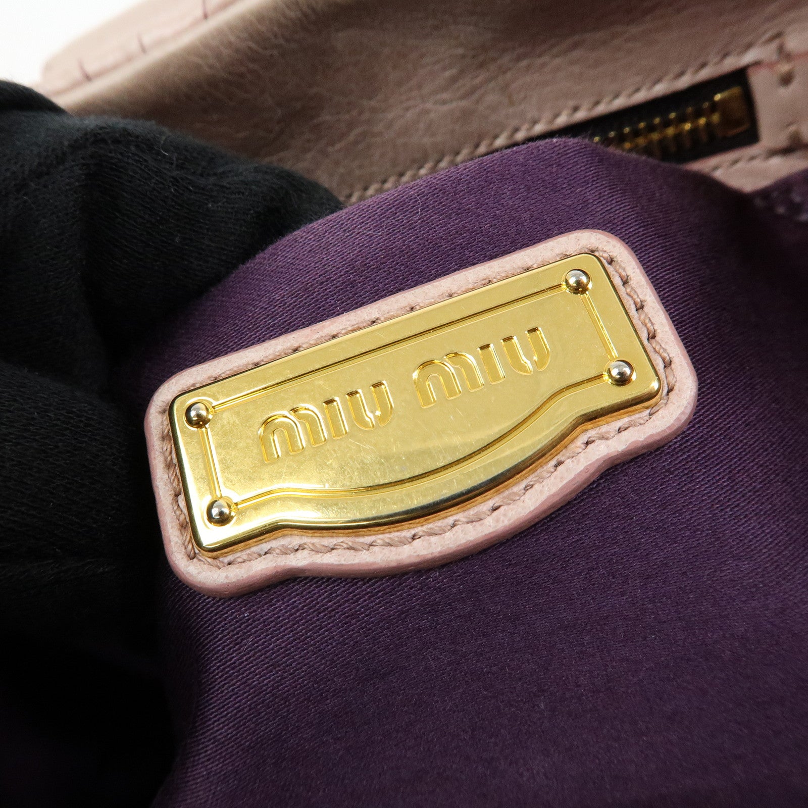 MIU MIU Matelasse 2Way Bag Hand Bag Shoulder Bag Pink Beige