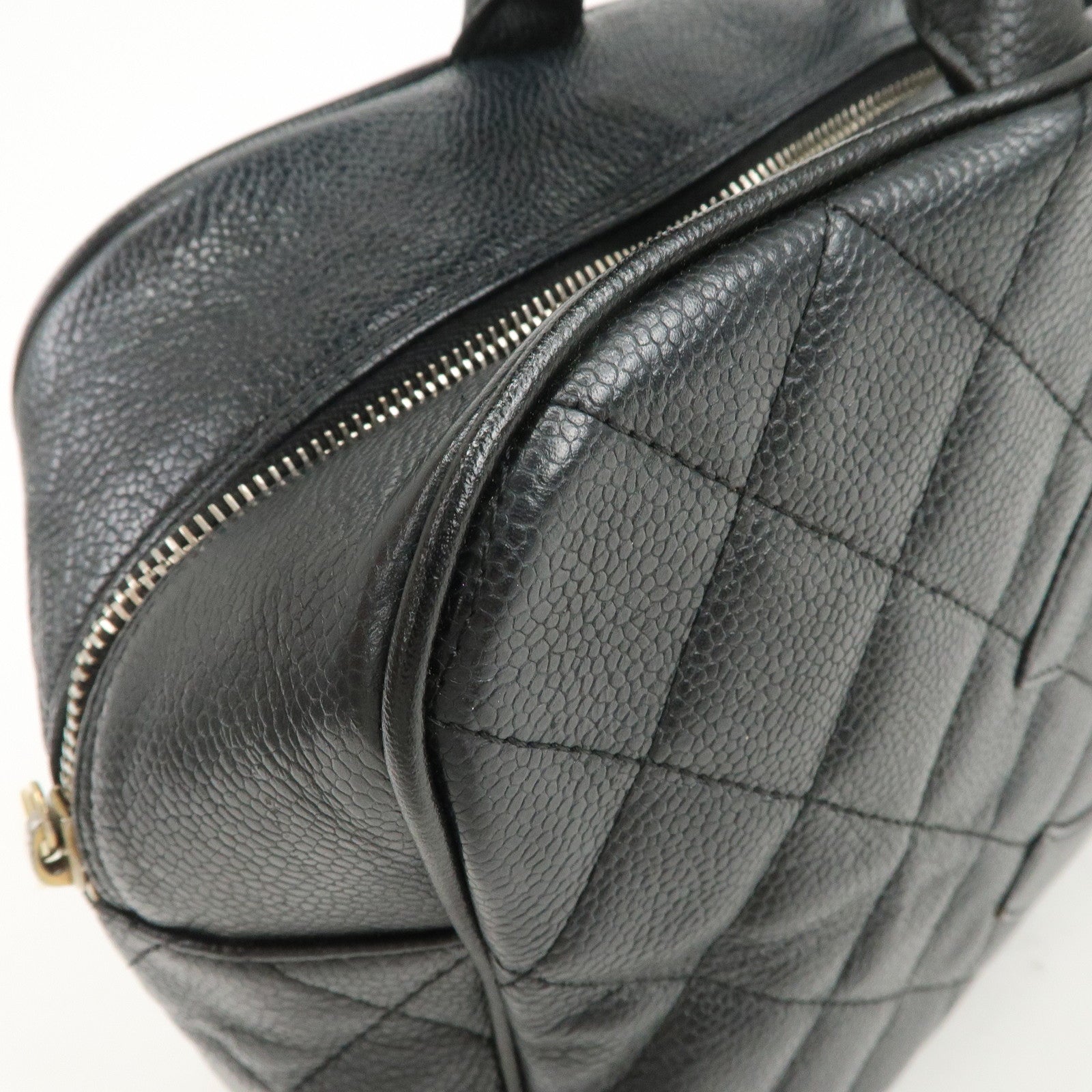 CHANEL Matelasse Caviarskin Boston Bag Hand Bag Black A20997