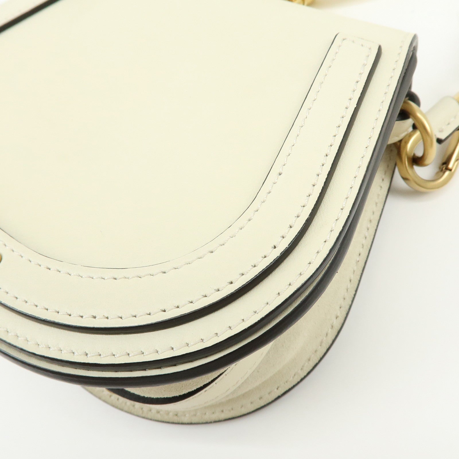 Chloe Nile Leather Suede 2Way Hand Bag Shoulder Bag White