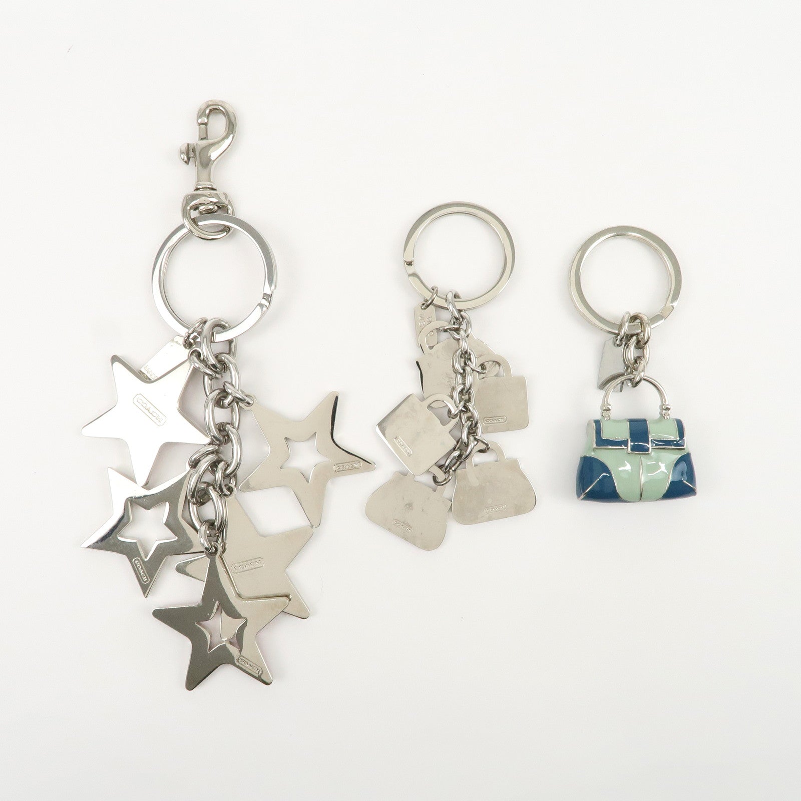 COACH Set Of 3 Key Charm Signature Silver Multicolor Star