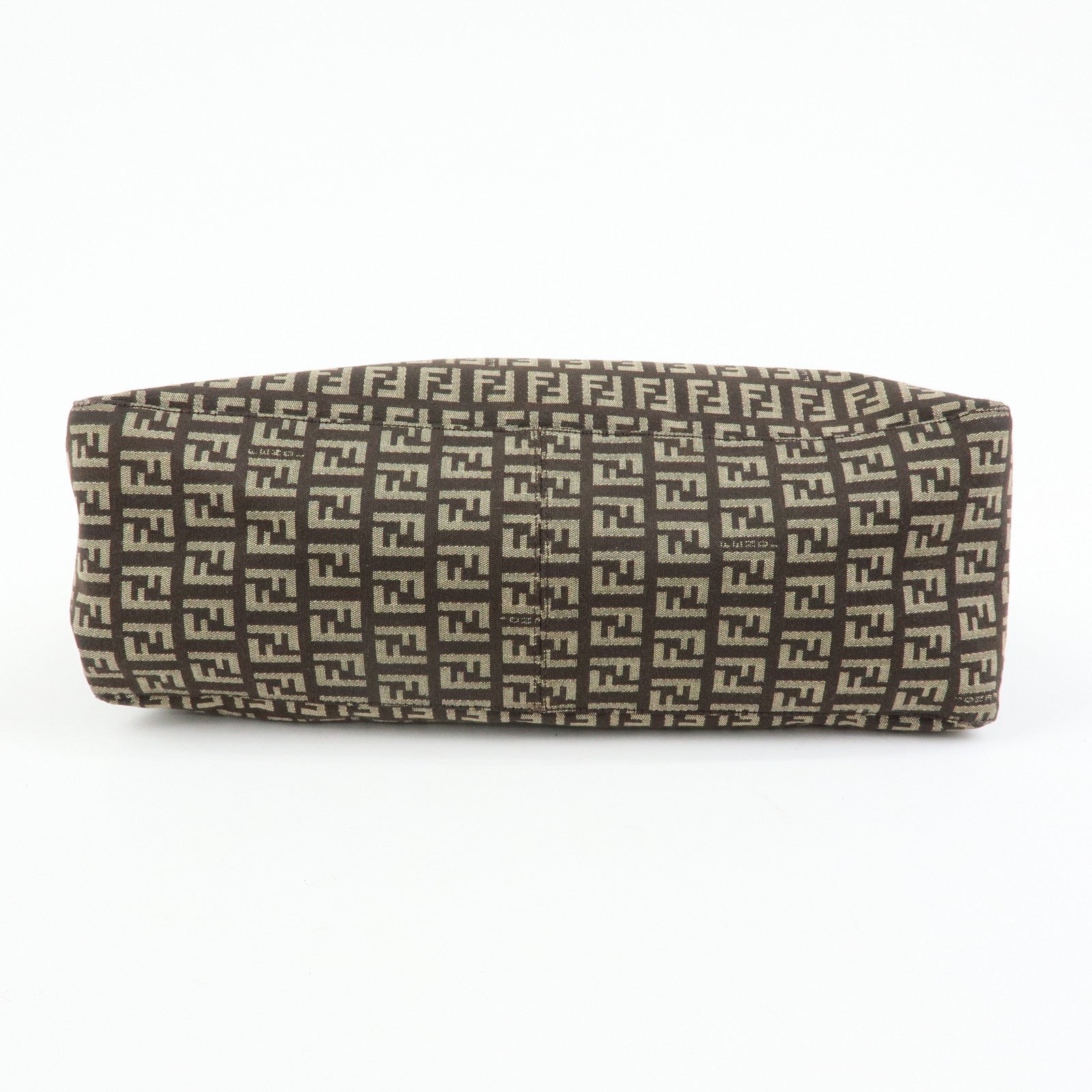 FENDI Zucchino Canvas Leather Tote Bag Hand Bag Brown 8BH138