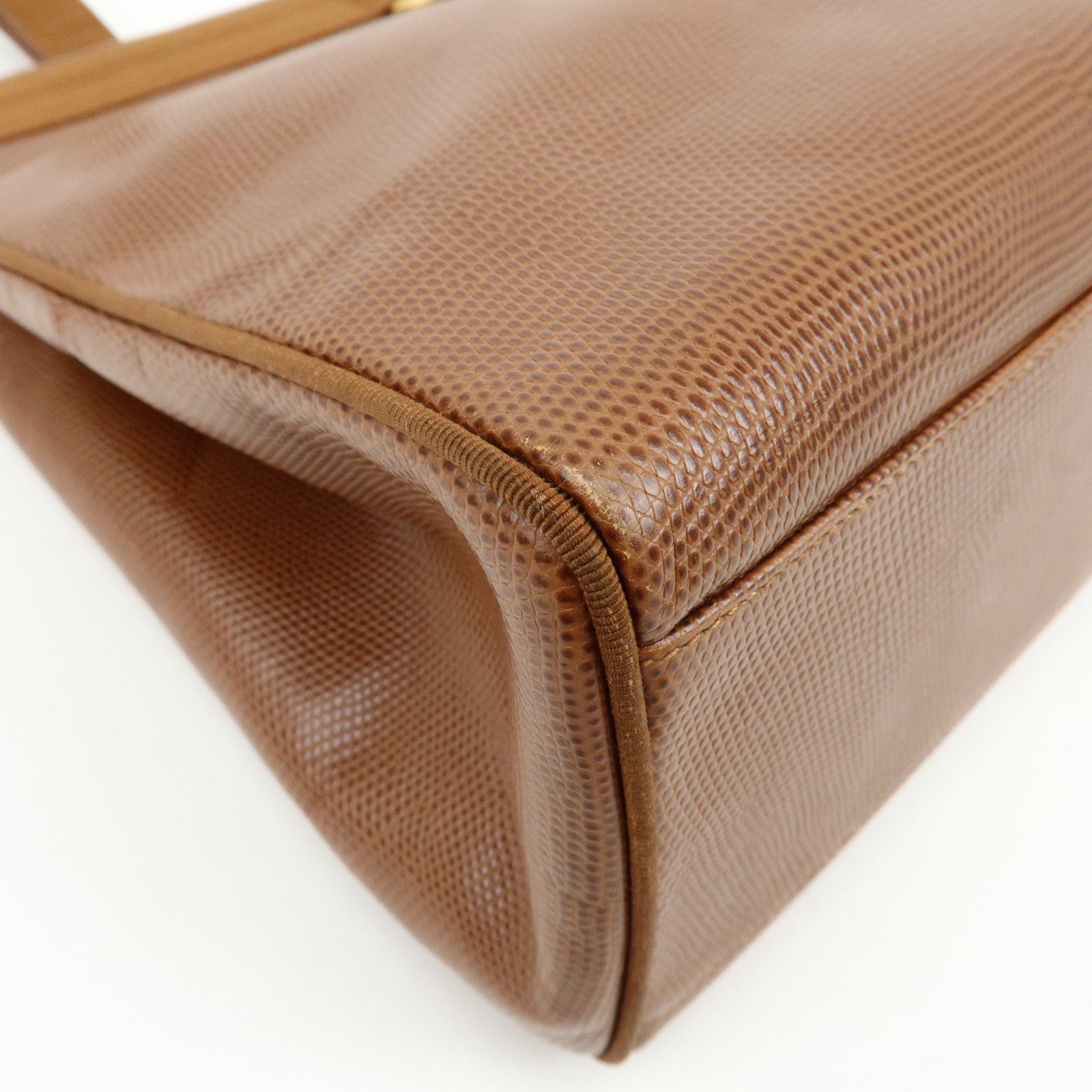 Ferragamo Vara Embossed Leather Tote Bag Shoulder Bag Brown