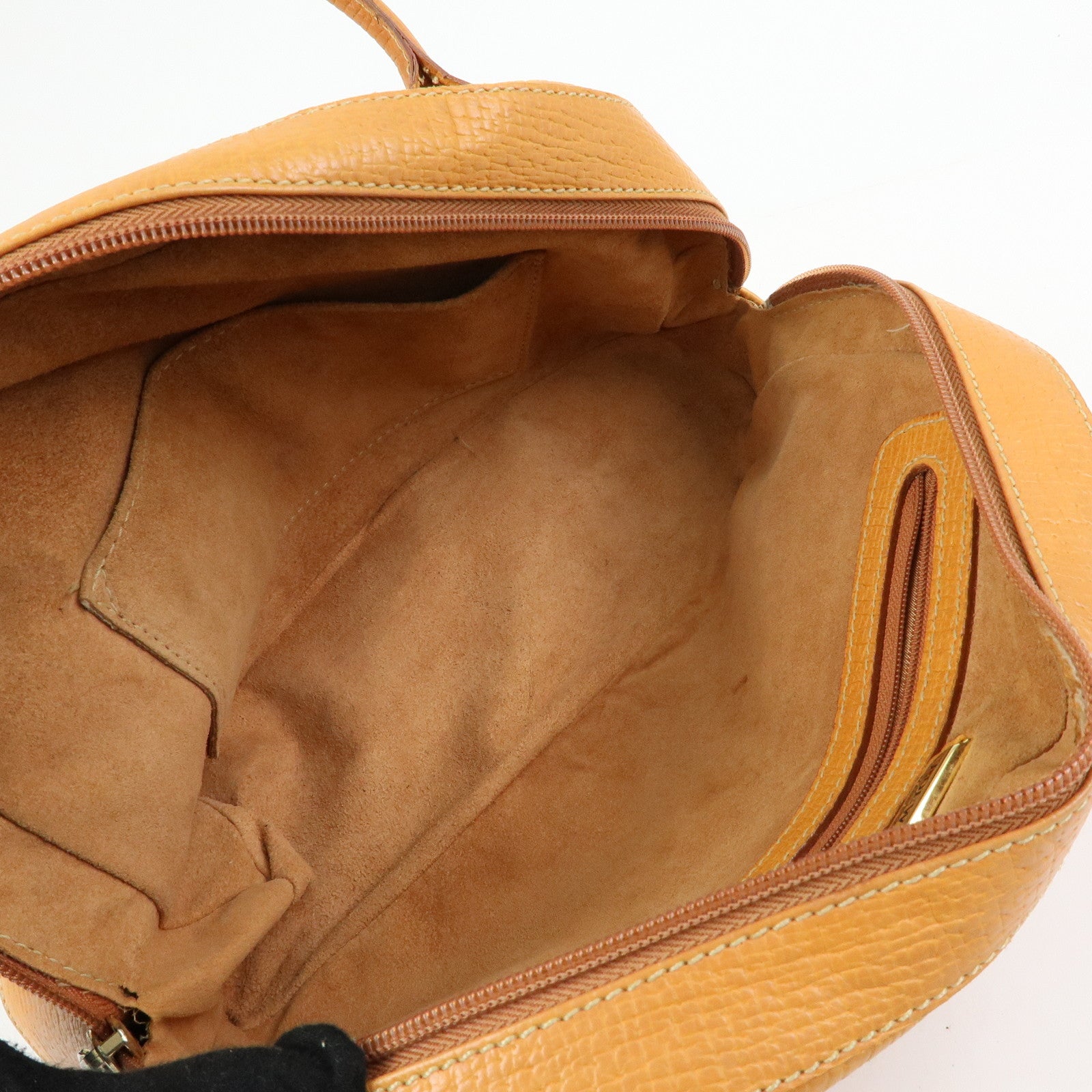 LOEWE Logo Embossed Leather Hand Bag Shoulder Bag Camel