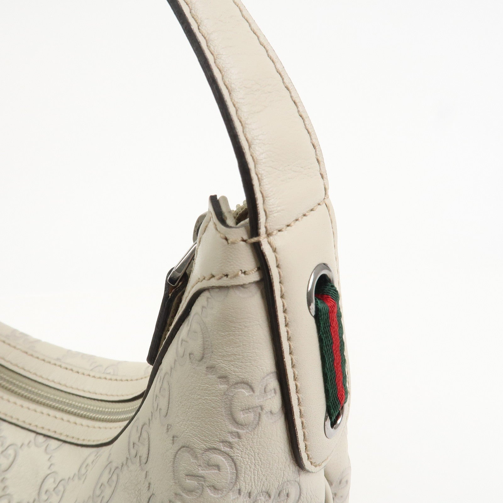 GUCCI Sherry Guccissima Leather Shoulder Bag Hand Bag Ivory 293596