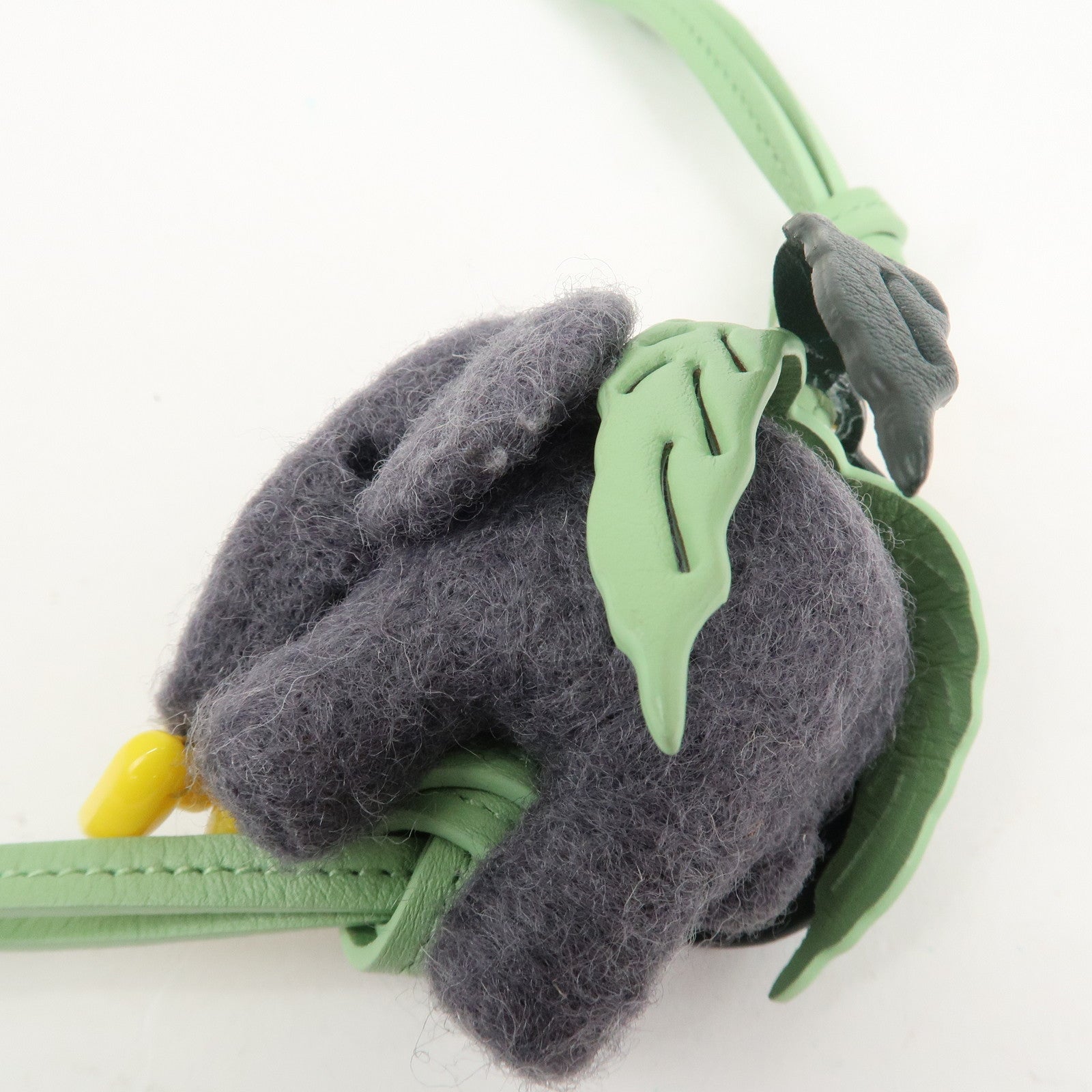 LOEWE Suna Fujita Calf Leather Felt Elephant Bag Charm Gray