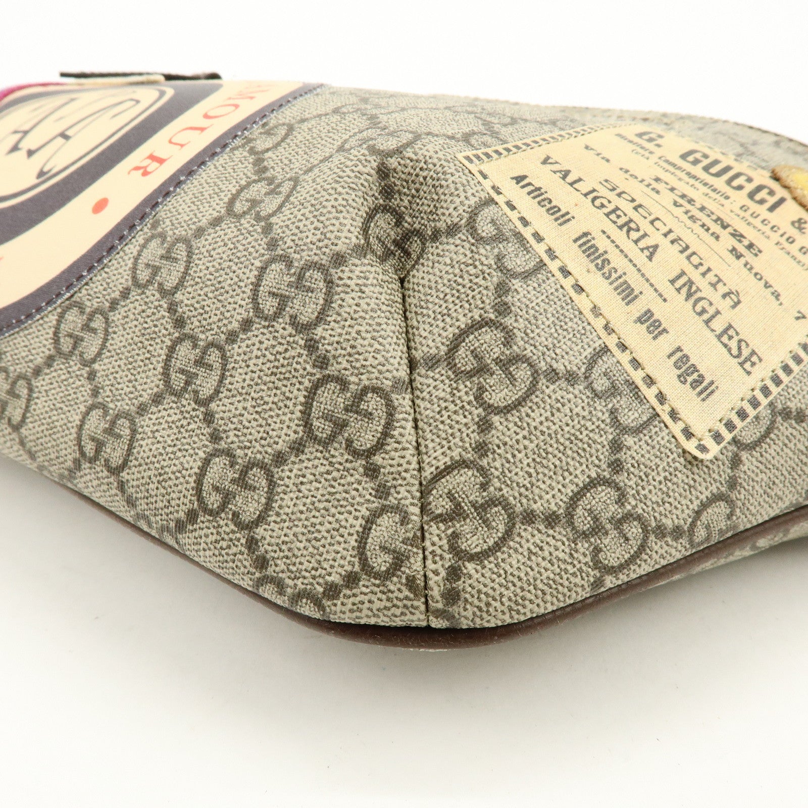 GUCCI Sherry GG Supreme Canvas Leather Waist Bag Gray Brown 529711